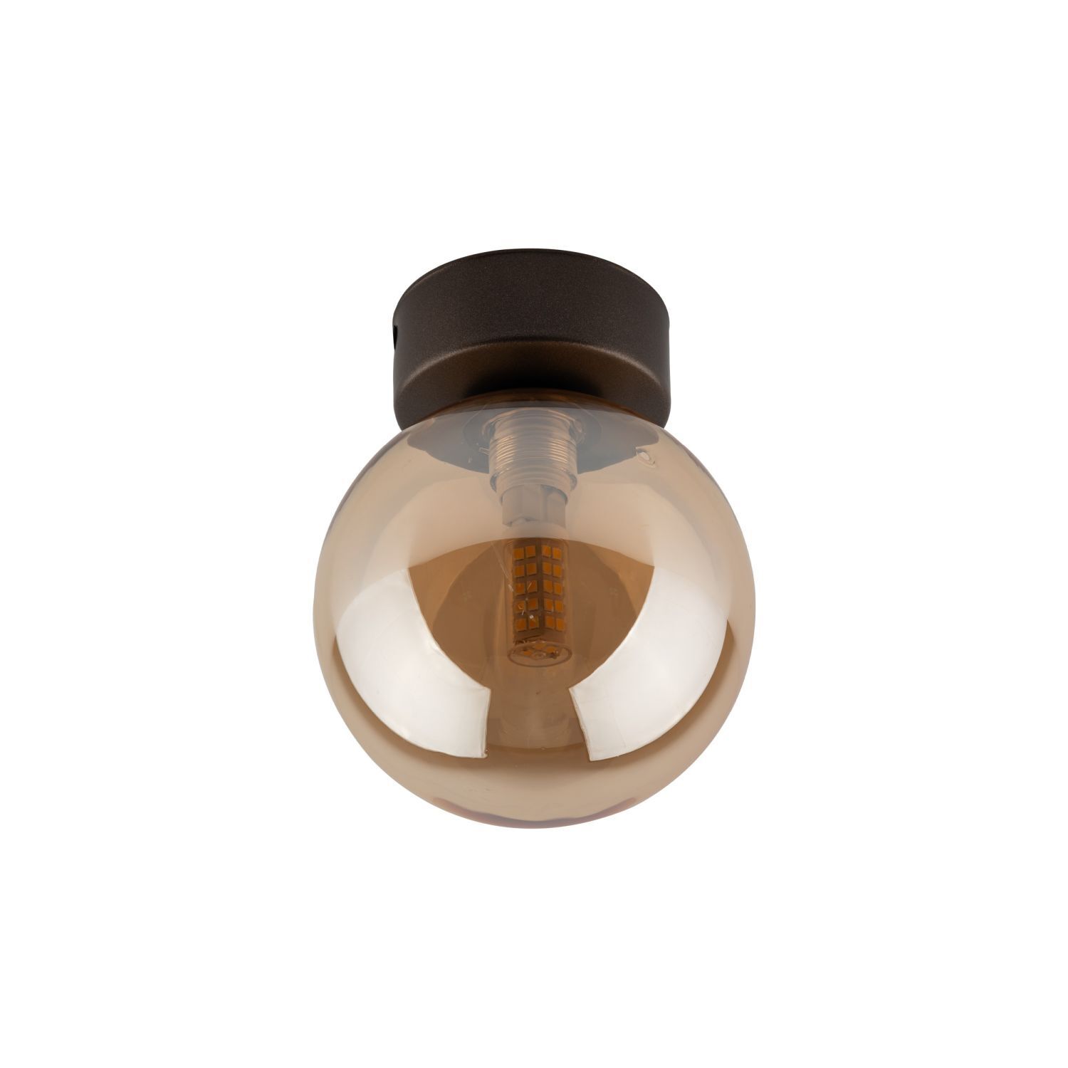 Lampe de plafond petite boule Ø 12 cm H : 15 cm verre fumé métal G9