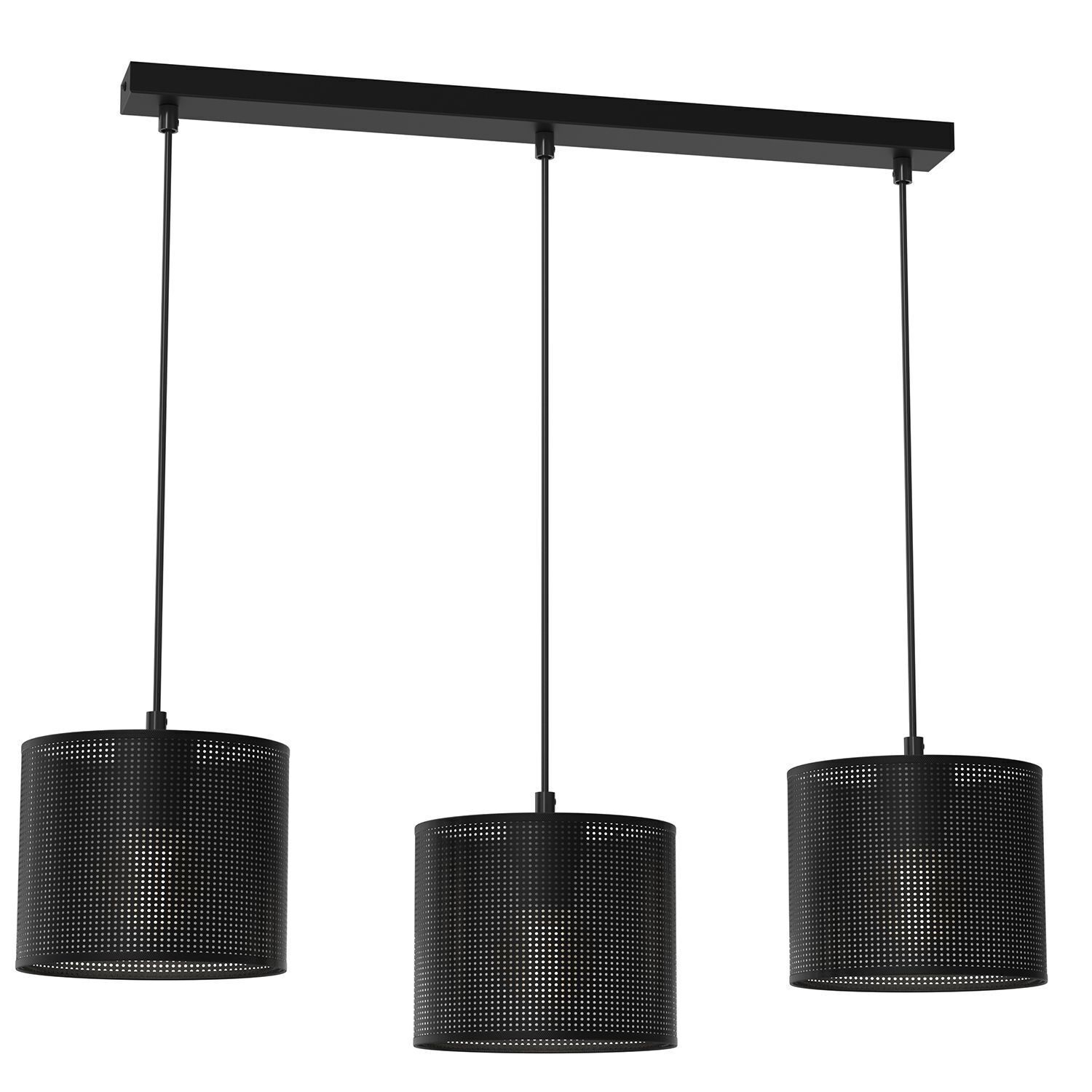 Pendelleuchte Metall Schwarz 75 cm E27 Loft 3-flammig Leuchter, Lampe