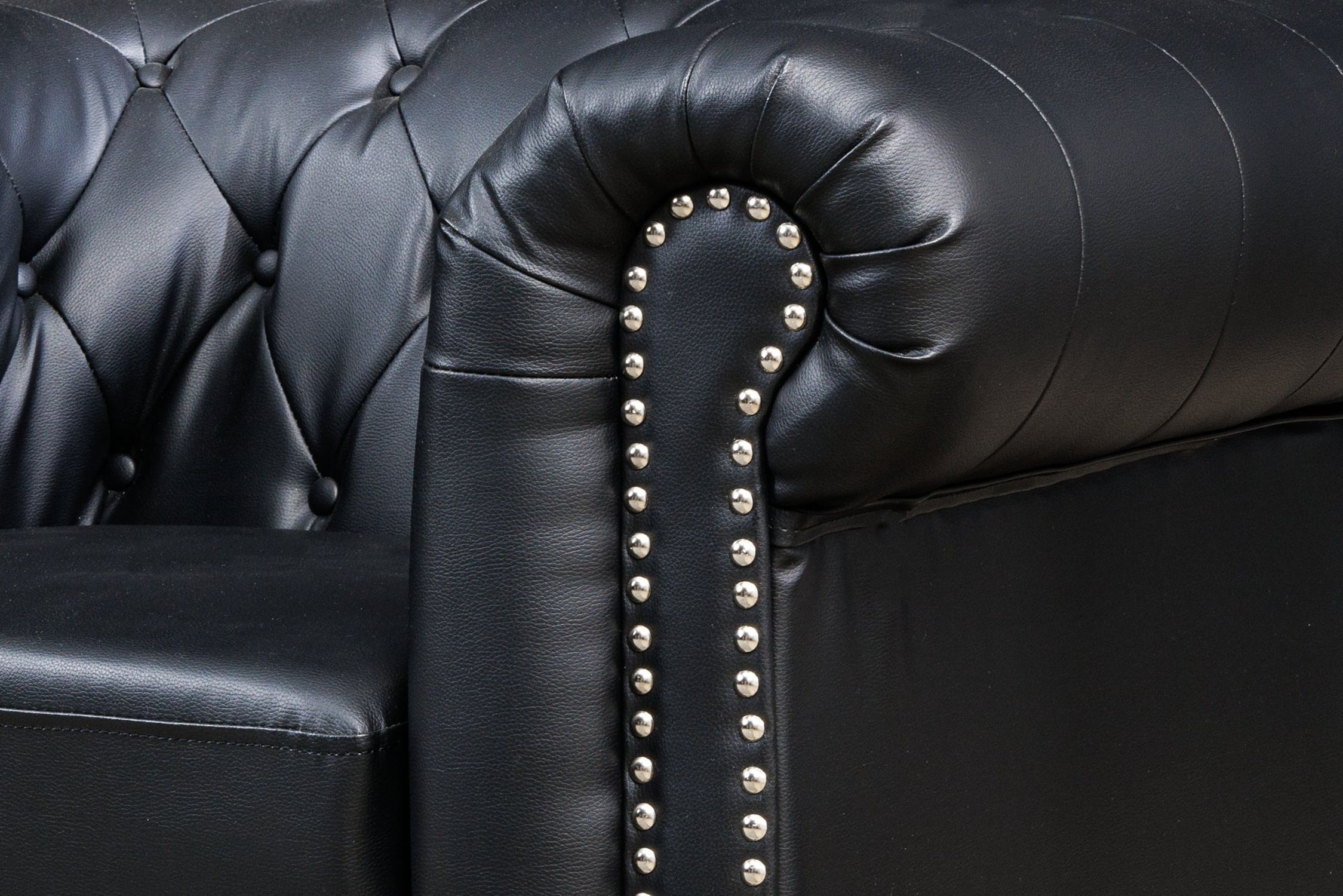 Sessel Kunstleder Schwarz Braun B: 110 cm Chesterfield Couch, Mobiliar, Stuhl