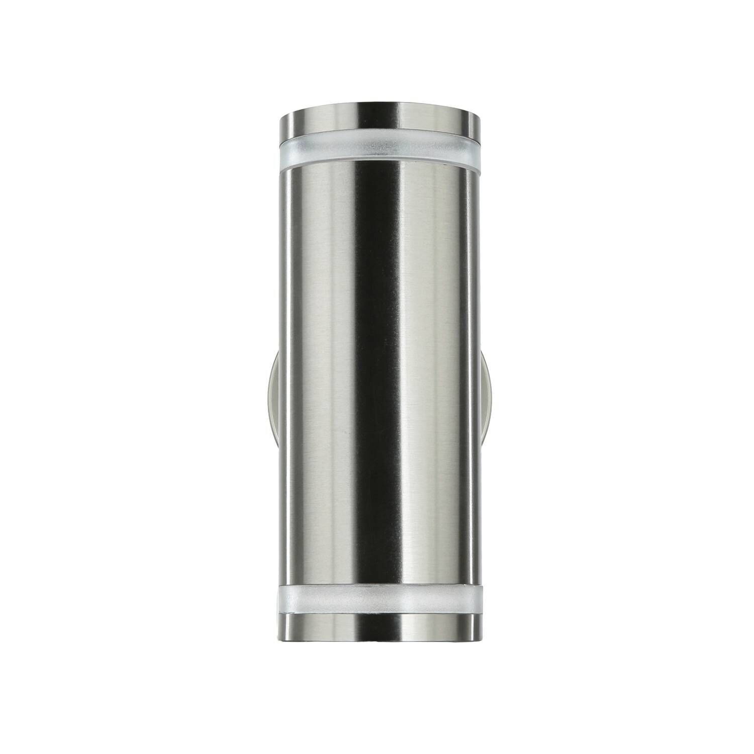 Außenwandleuchte Edelstahl GU10 IP44 H: 23 cm 2-flammig Stahl, Zylinder, Flasche, Shaker