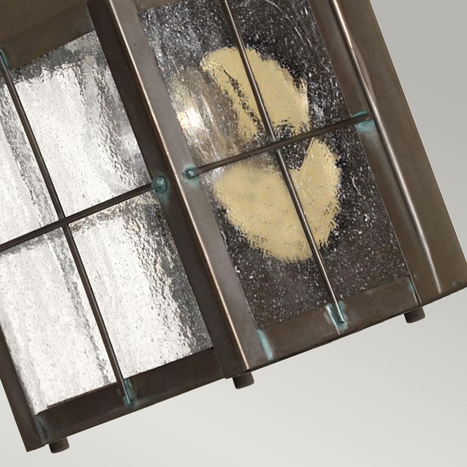 Außenwandleuchte Messing Glas E27 IP44 24,8 cm hoch klein Lichtleuchte, Eisenmetall, antiker Stil, glasfüllung, geätztes Muster