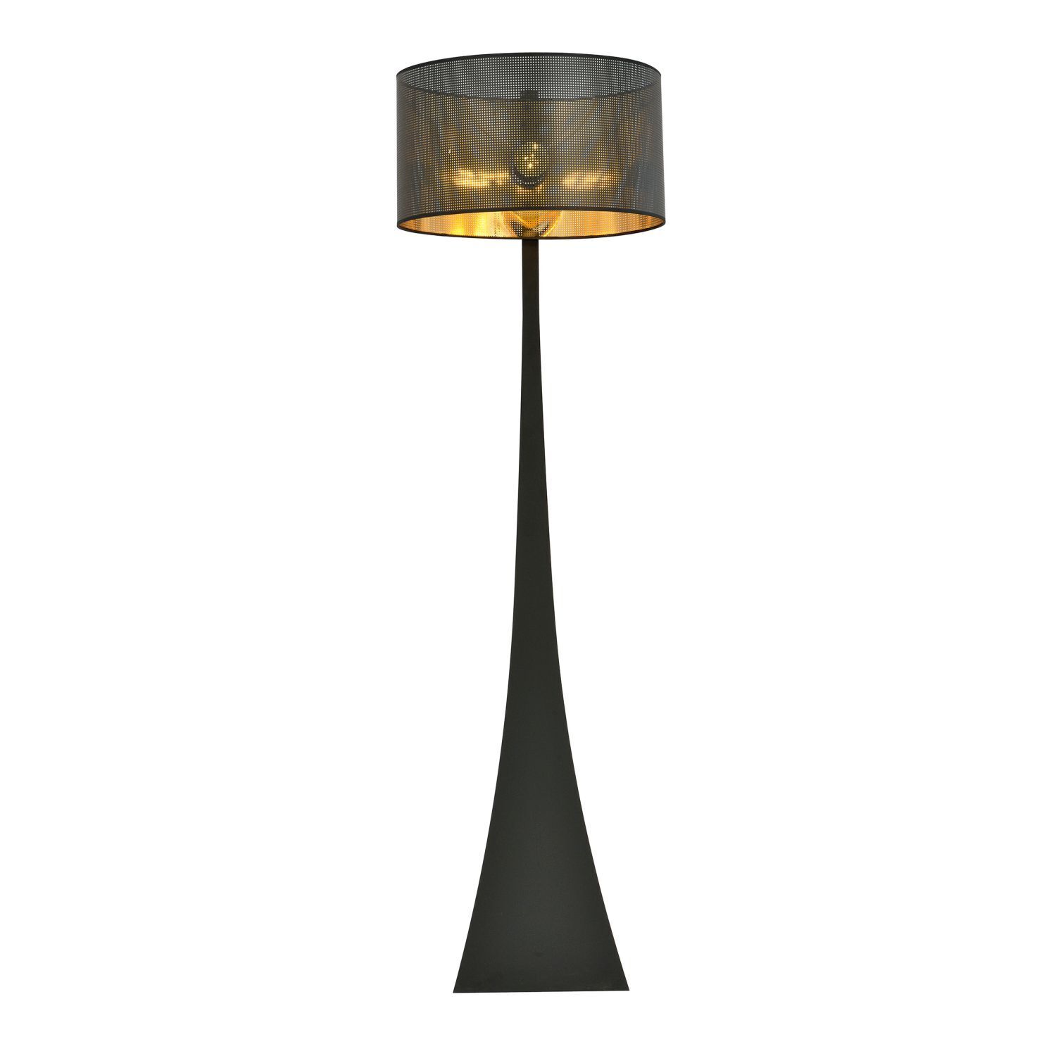 Stehleuchte Stoff Metall 157 cm Modern in Schwarz Gold E27