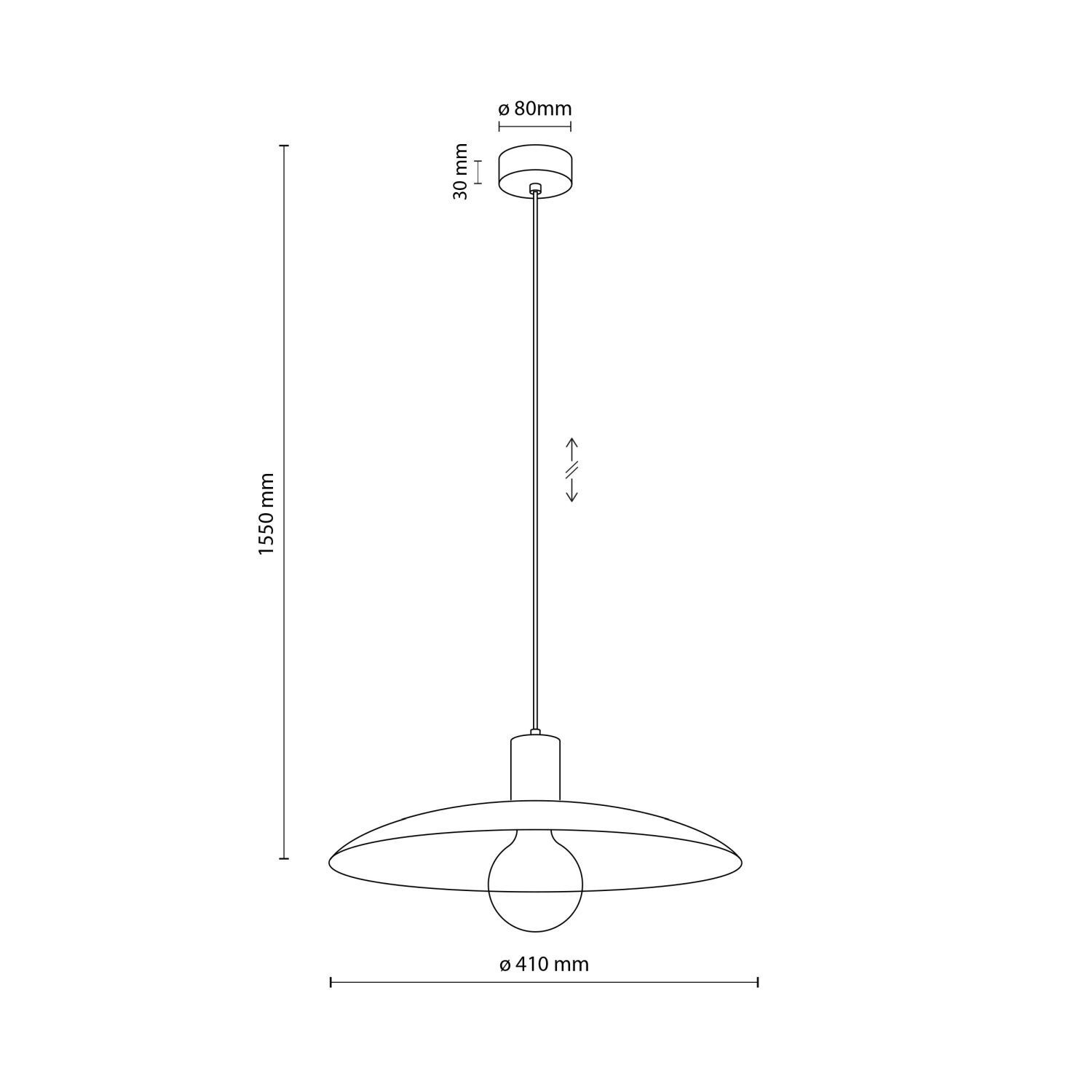 Suspension noire métal Ø41 cm rond E27 Loft