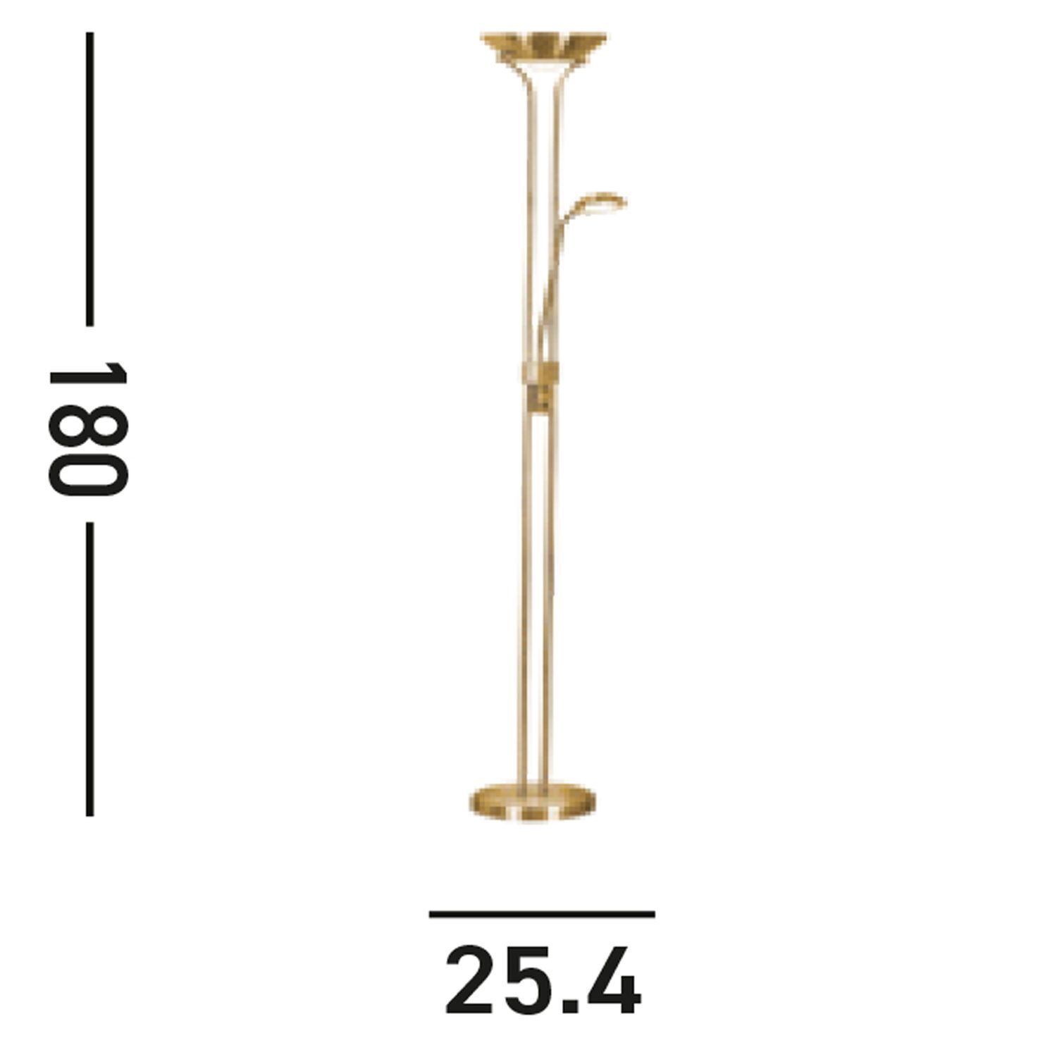 LED Stehlampe mit Dimmer Metall Glas 180 cm in Messing