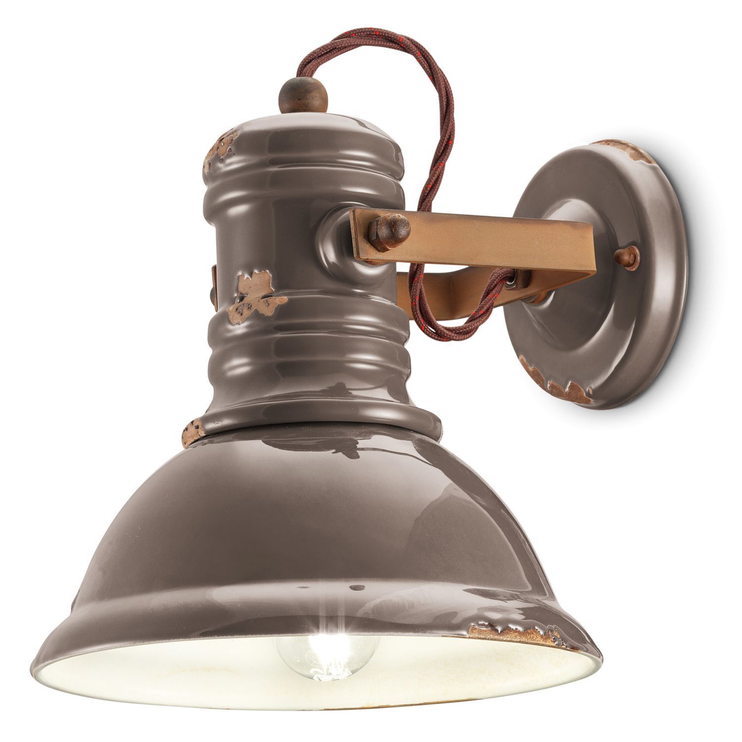 Applique murale céramique métal E27 taupe shabby antique