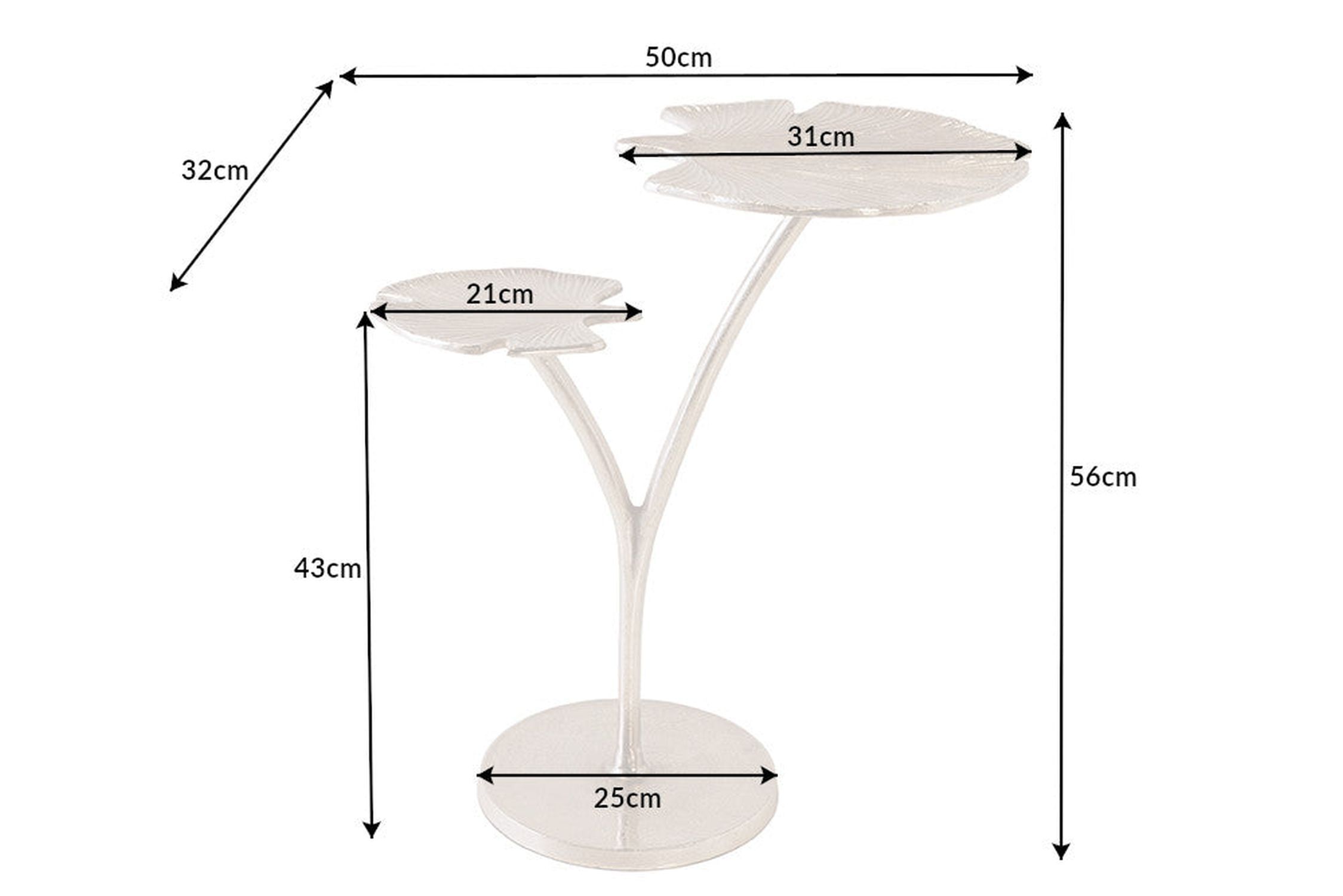 Beistelltisch Metall in Silber 50x32 cm Handarbeit Moebel, Diagramm, Handlung