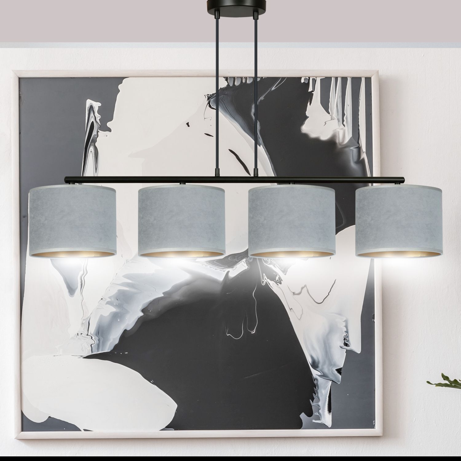 Hängelampe Stoff Metall L: 97 cm H: max. 100 cm verstellbar Hängelampe Stoff Metall L: 97 cm H: max. 100 cm verstellbar