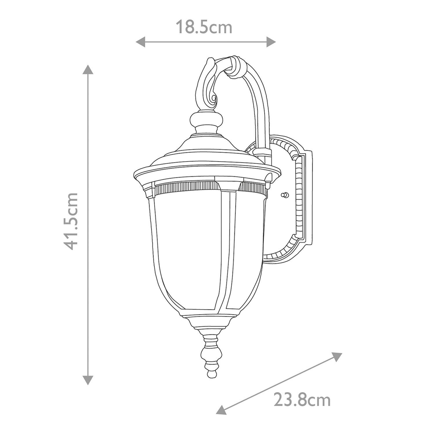 Wandlampe, Außenleuchte, Gehäuse, Kugel-Verzierung, Laternendesign