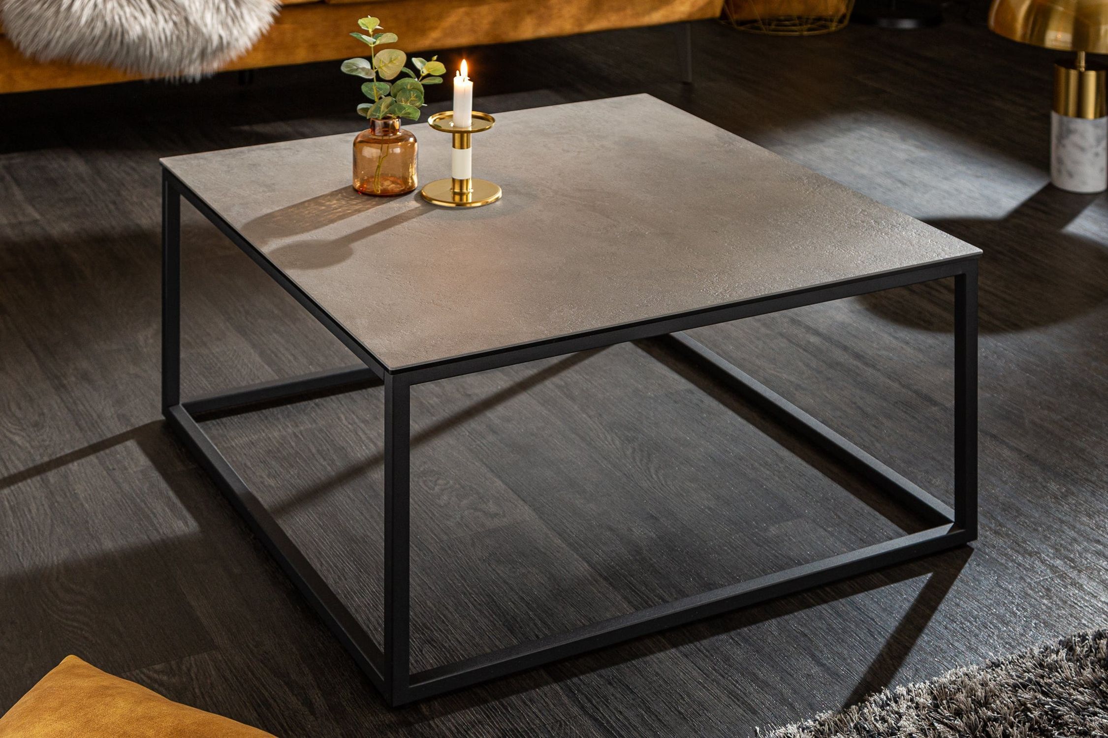 Table basse en céramique gris aspect béton 75x40 cm (lxh)