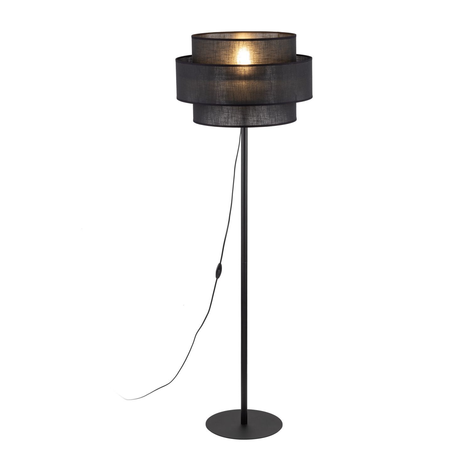 Stehleuchte Schwarz 155 cm E27 Stoff Metall Ø 50 cm Lampe, Lampenschirm