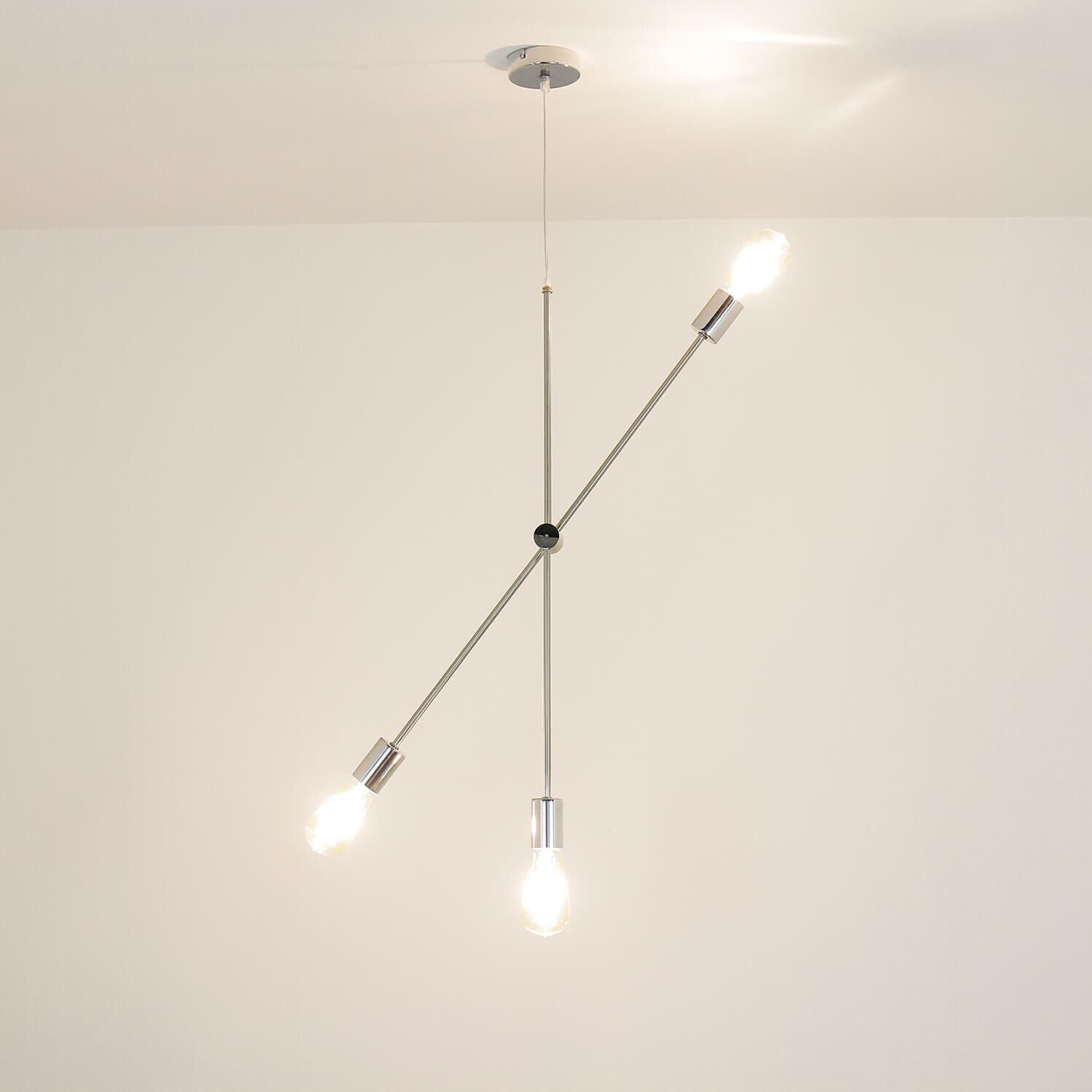 Metall Pendelleuchte in Nickel Retro verstellbar Lampe, Deckenleuchte, Kronleuchter