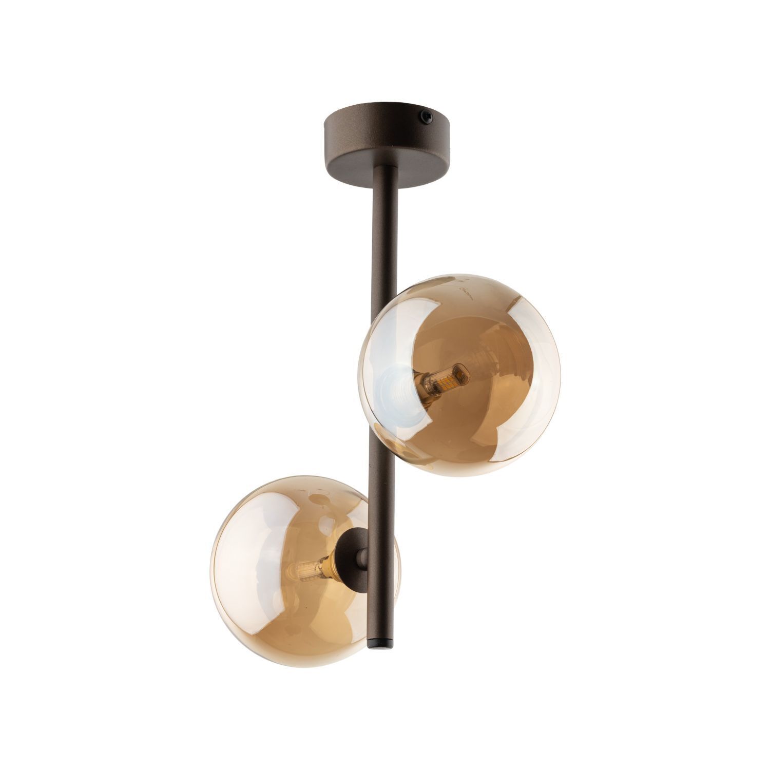Deckenleuchte Glas modern B:27 cm Braun G9 Stahl Deckenlampe, Kugelleuchten, Two-tone, Bronzefarben, Glaslicht