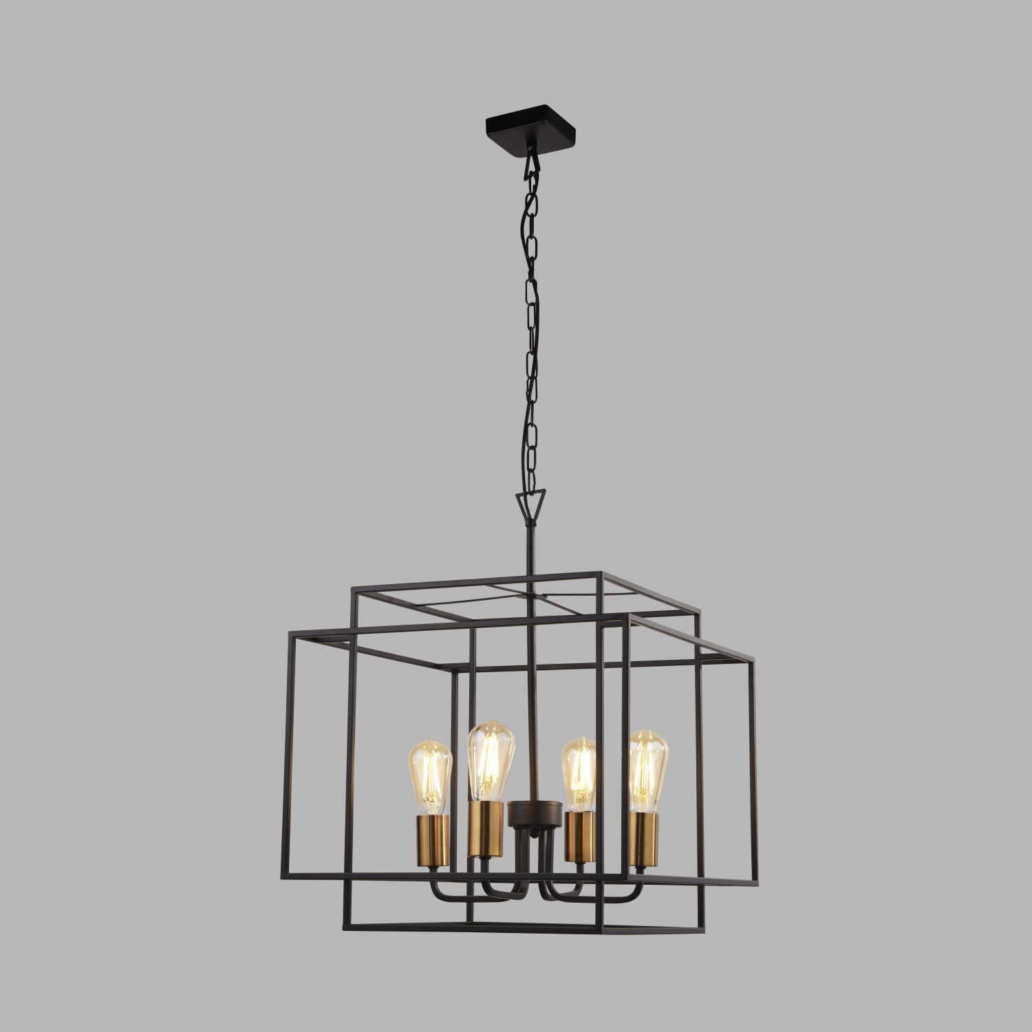 Hängelampe Metall B: 45 cm Schwarz matt Bronze E27