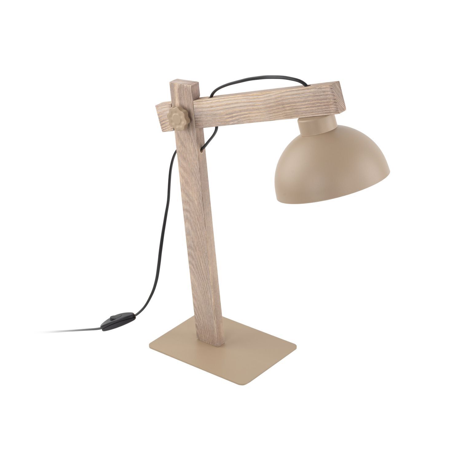 Tischleuchte Holz Metall Beige E27 52 cm flexibel Tischleuchte, Holz, Beige, Lampenschirm, Stehlampe