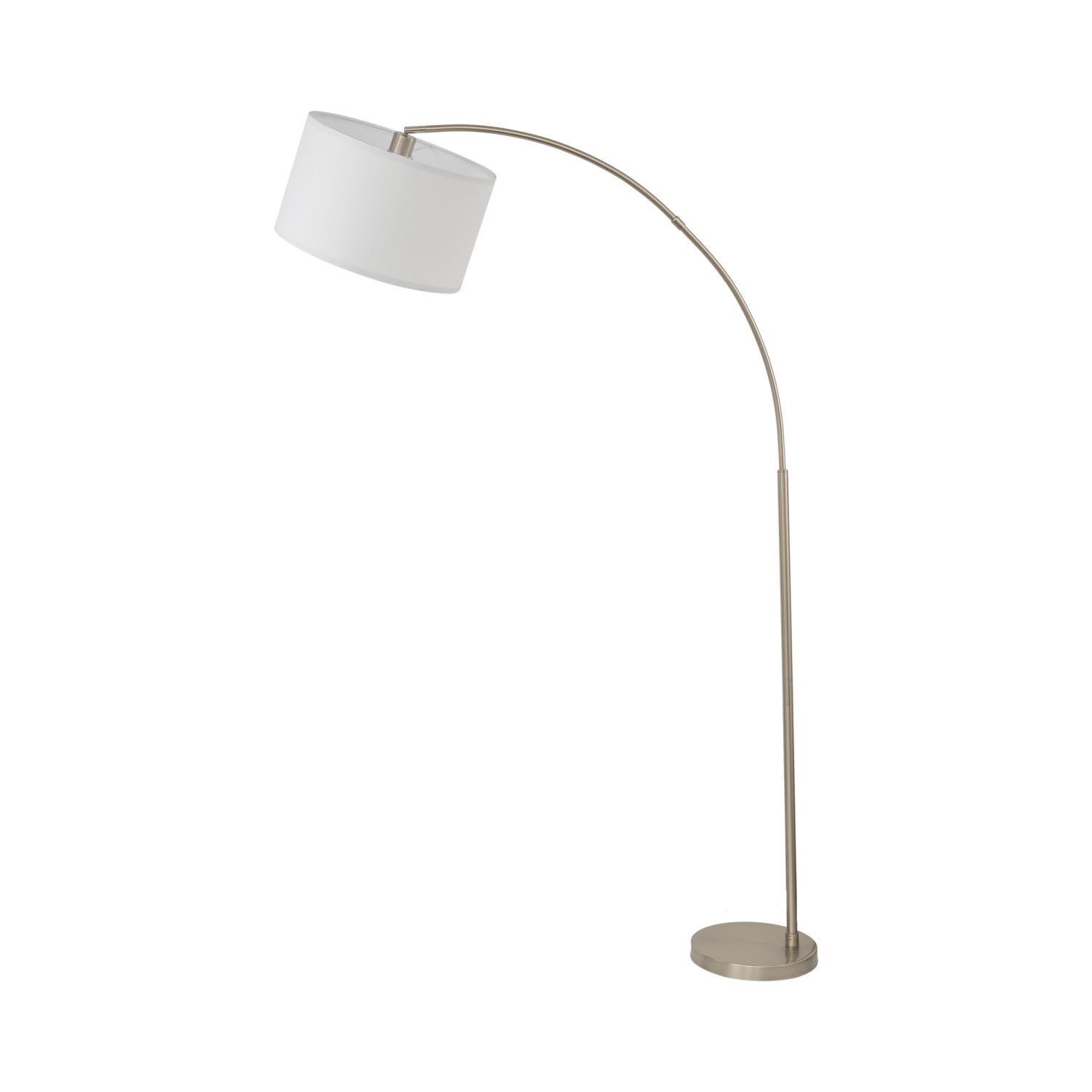Bogenleuchte verstellbar 200 cm Stoff Metall Chrom Weiß E27 Lampe, Lampenschirm