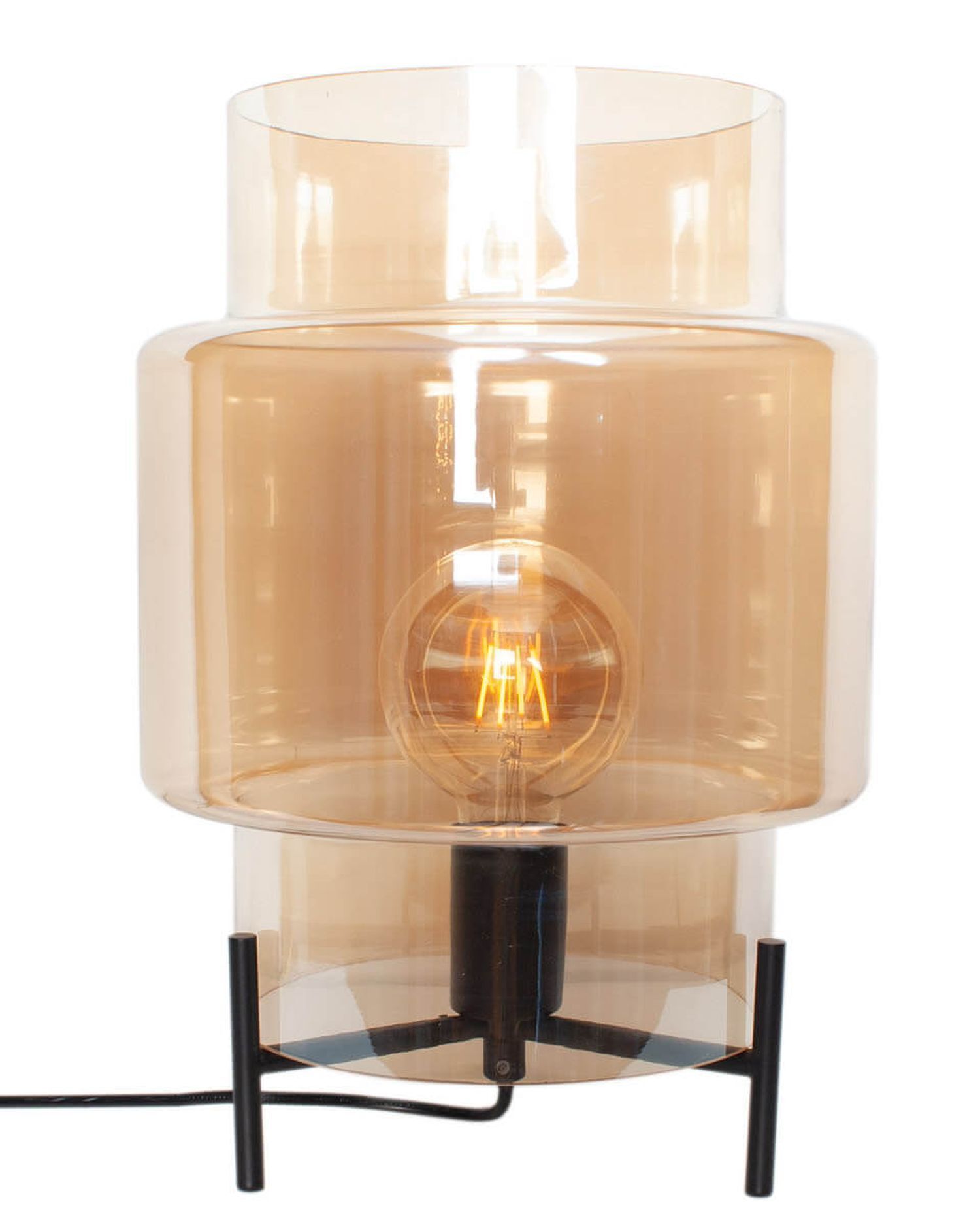 Tischlampe Rauchglas Metall 37 cm E27 Dreibein