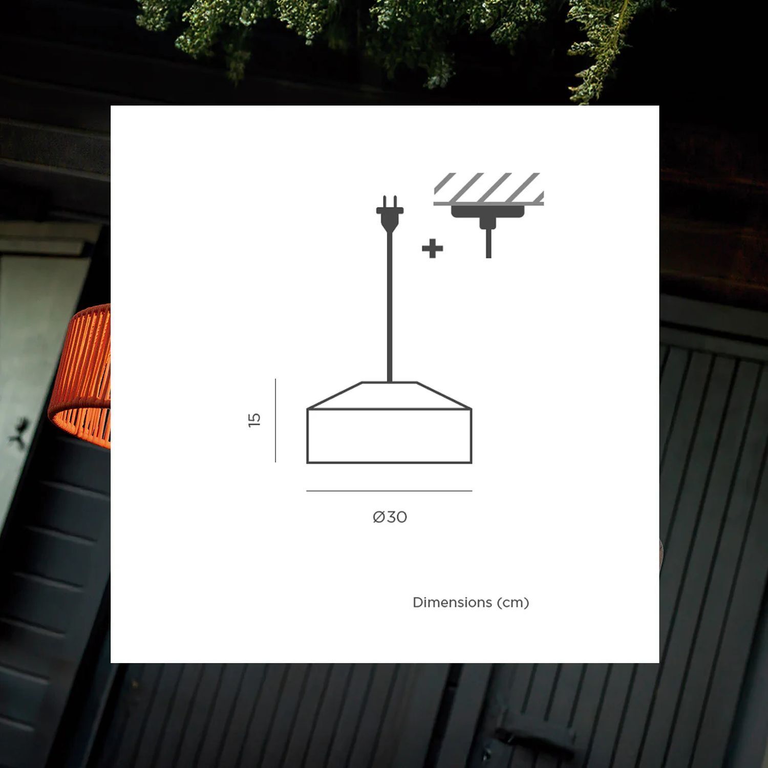 Hängelampe außen E27 IP54 D: 30 cm Seil Lampenschirm Visitenkarte, Papier, Text