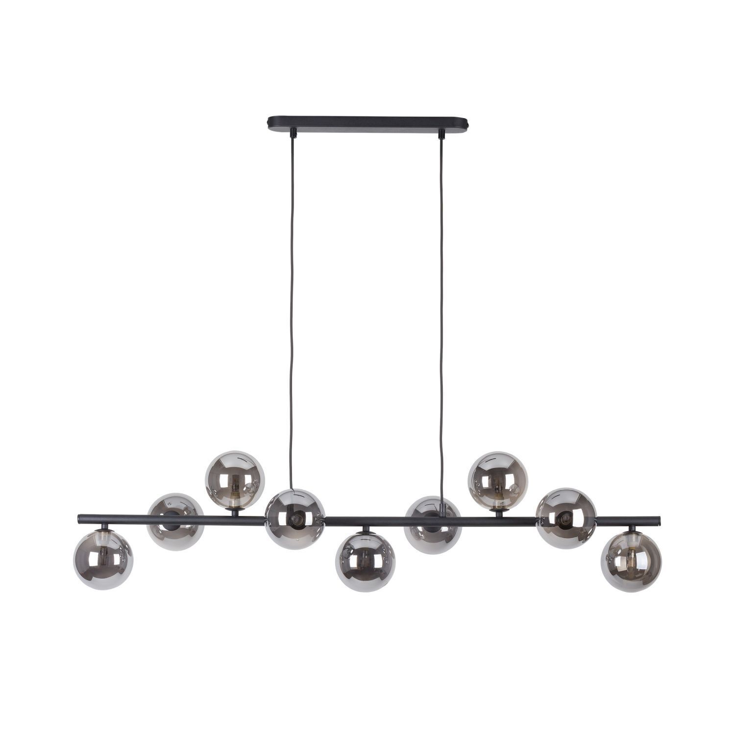 le60929-pendelleuchte-esstisch-glas-metall-116-cm-breit-hoehenverstellbar-haengelampe-3 hängelampe, glaskugeln, schwarz, deko-lampe, lampenbar