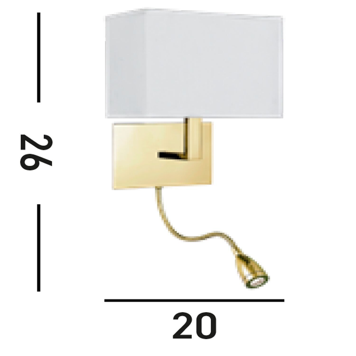 Wandlampe Stoffschirm blendarm H:26 cm Lesearm flexibel