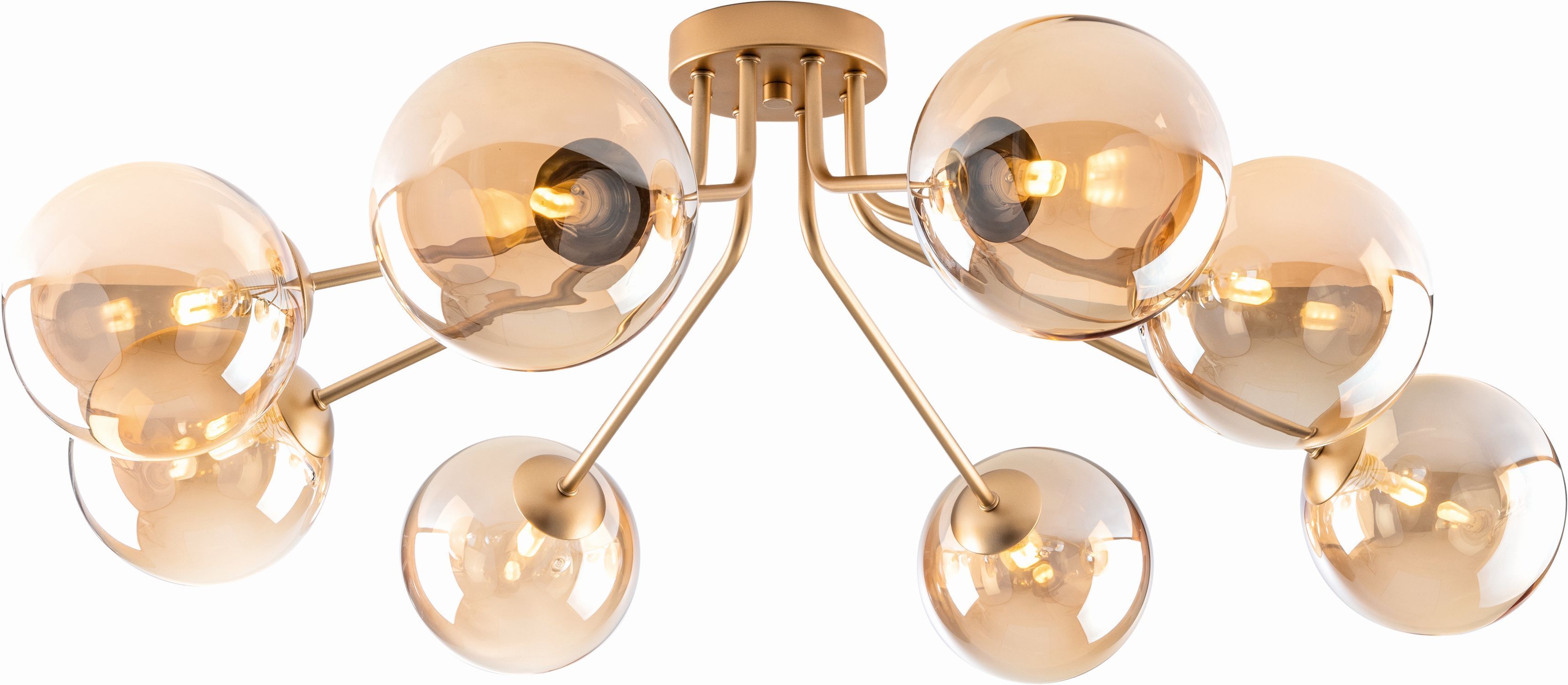 Deckenlampe Glas Metall Messing Champagner L:88 cm G9 Leuchter, Lampe, Beleuchtung