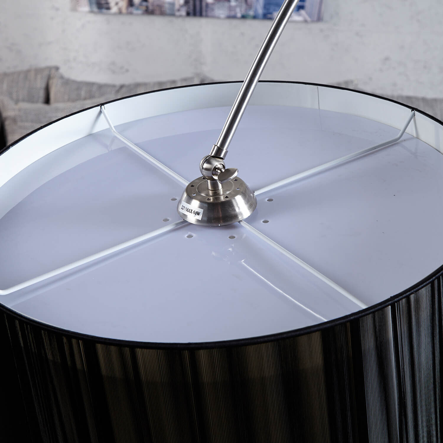 Stehlampe 200cm Retro Wohnzimmer Leuchte Schwarz Lampe, Lampenschirm