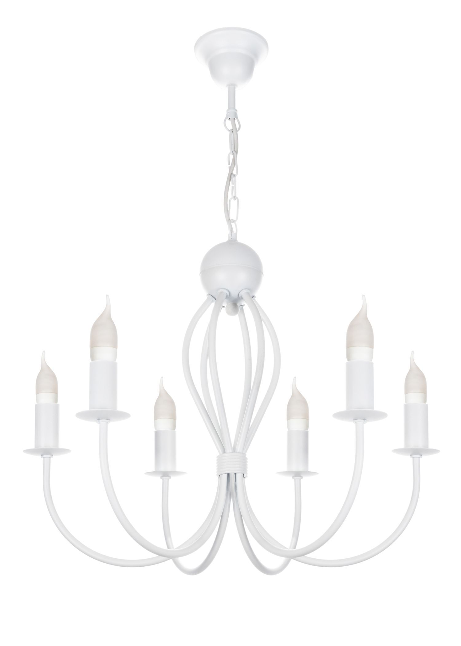 Lustre blanc métal 6 flammes E14 Classique