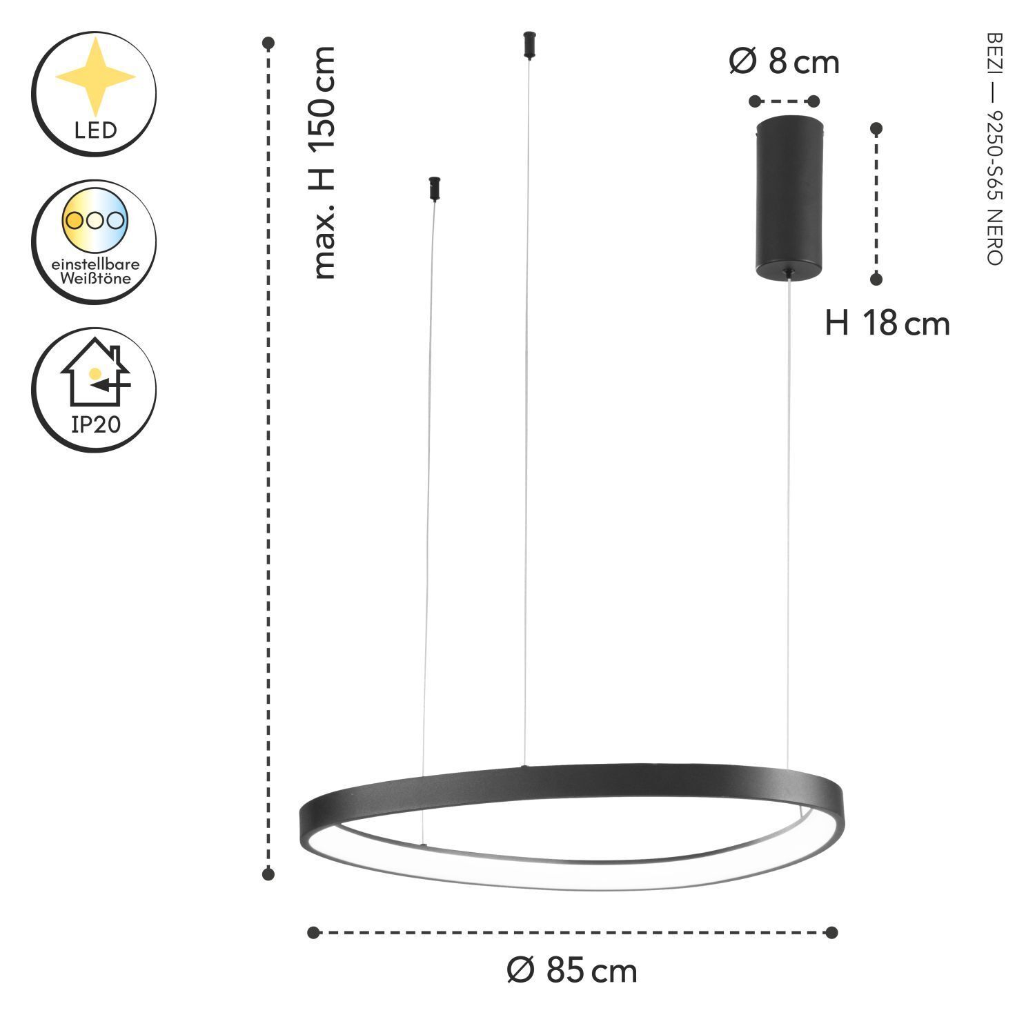 LED, Beleuchtung, Hängeleuchte, Ringform, Dimmbar