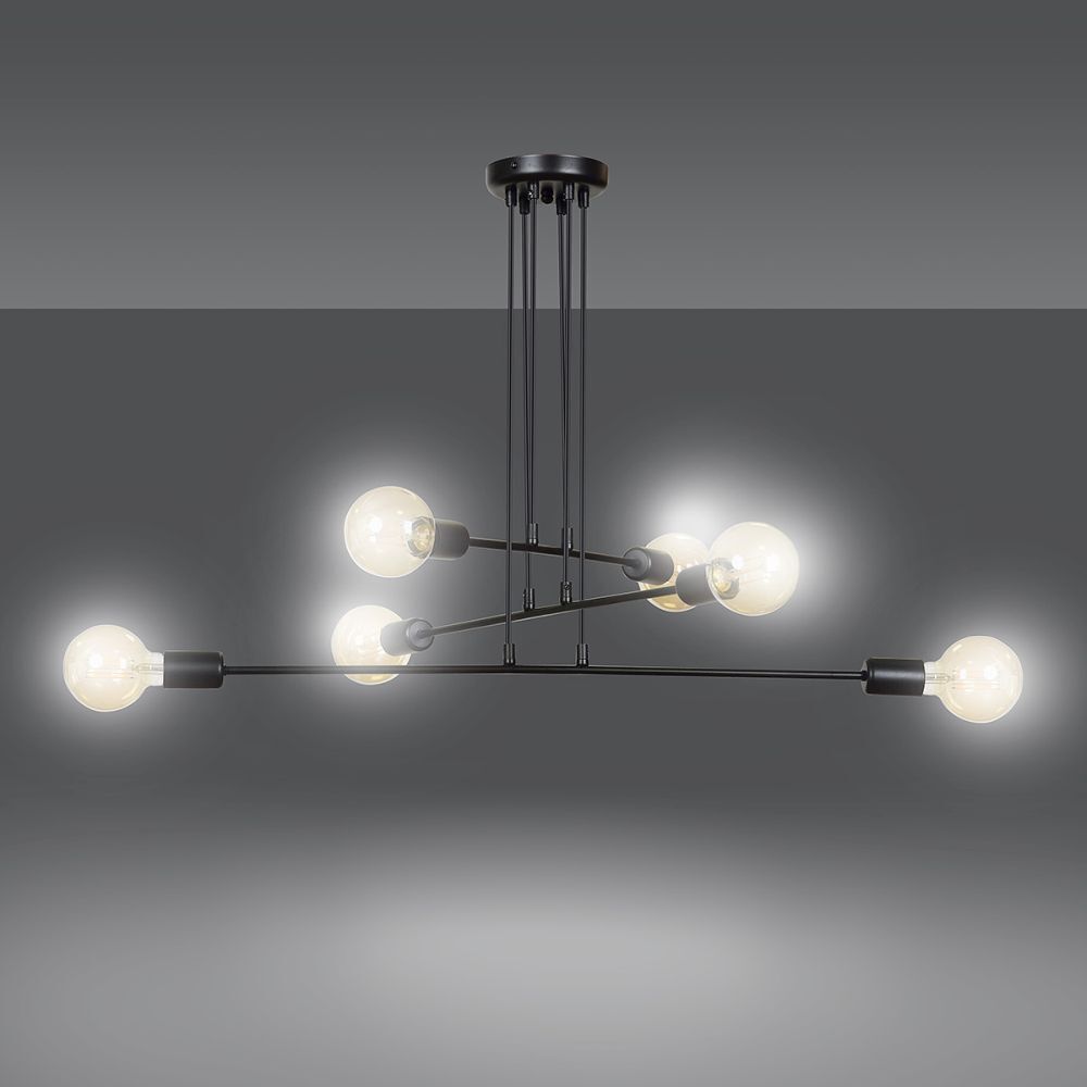 Lampe à suspendre Retro noir réglable pour 6x E27