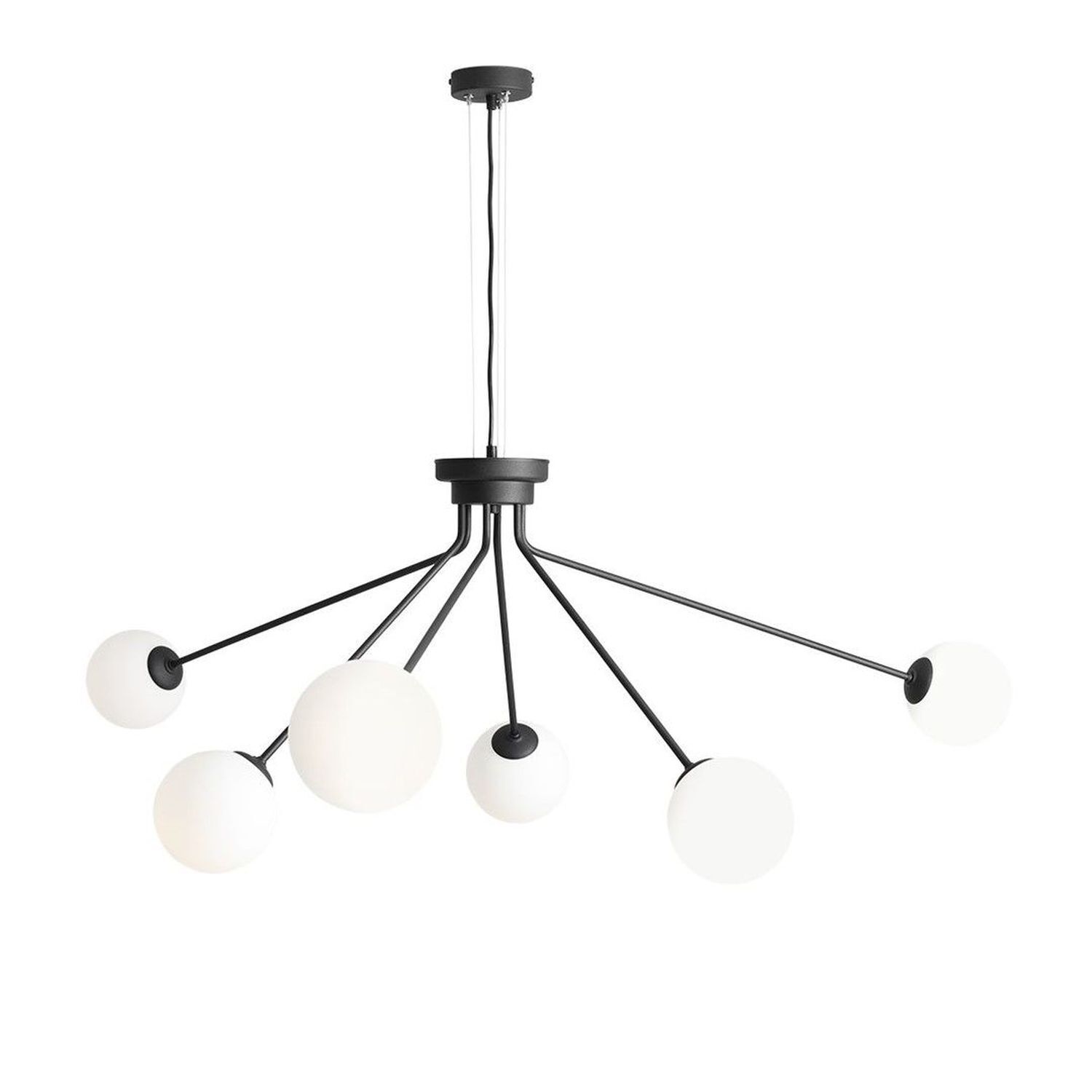 Blendarme Pendelleuchte Kugeln Schwarz Weiß E14 B:123 cm