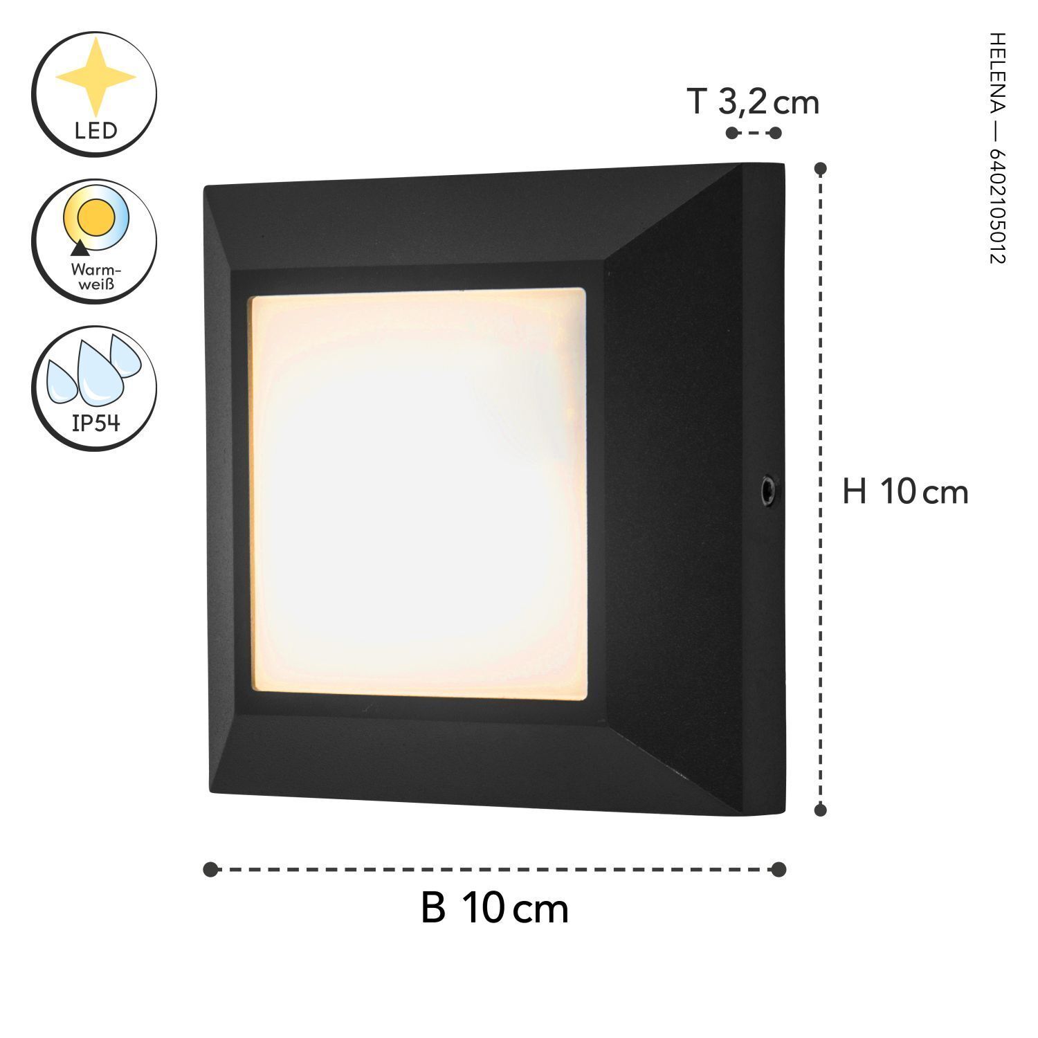 Applique extérieure LED aluminium IP54 4 W 3000 K noir