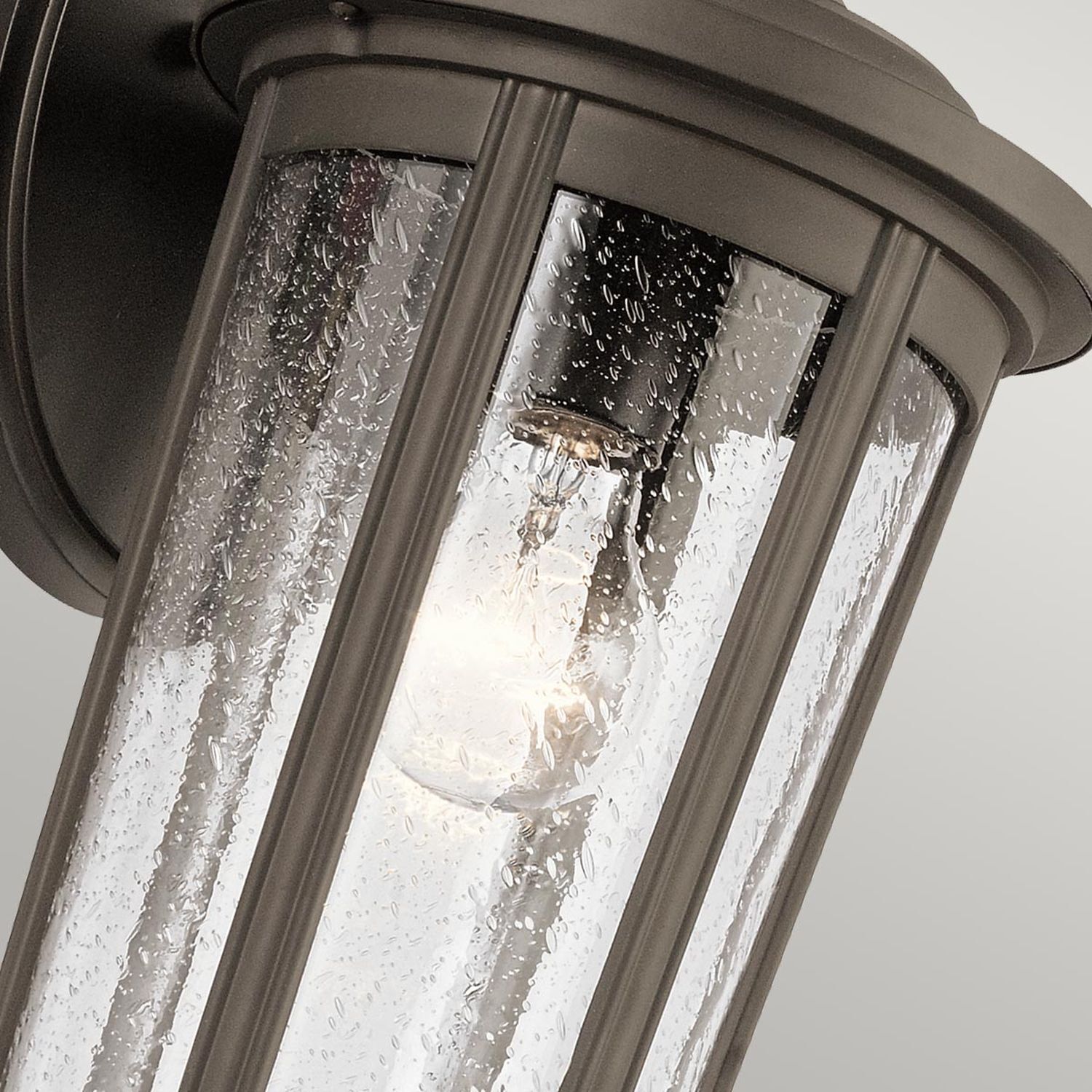 Außenleuchte Wand Alu Glas 37,1 cm hoch IP44 E27 Vintage Außenleuchte, Glasabdeckung, Wasserfest, Glühbirne sichtbar, Metallrahmen