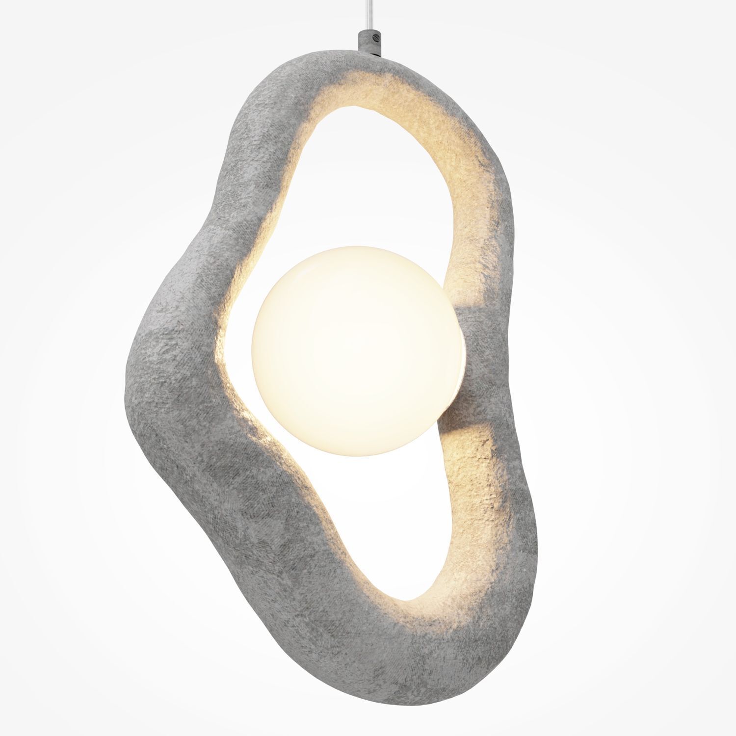 Moderne Pendelleuchte Beton Glas L:27,5 cm G9 blendarm Hängeleuchte, Kugellicht, Beton-Optik, Beleuchtung, Designer-Lampe