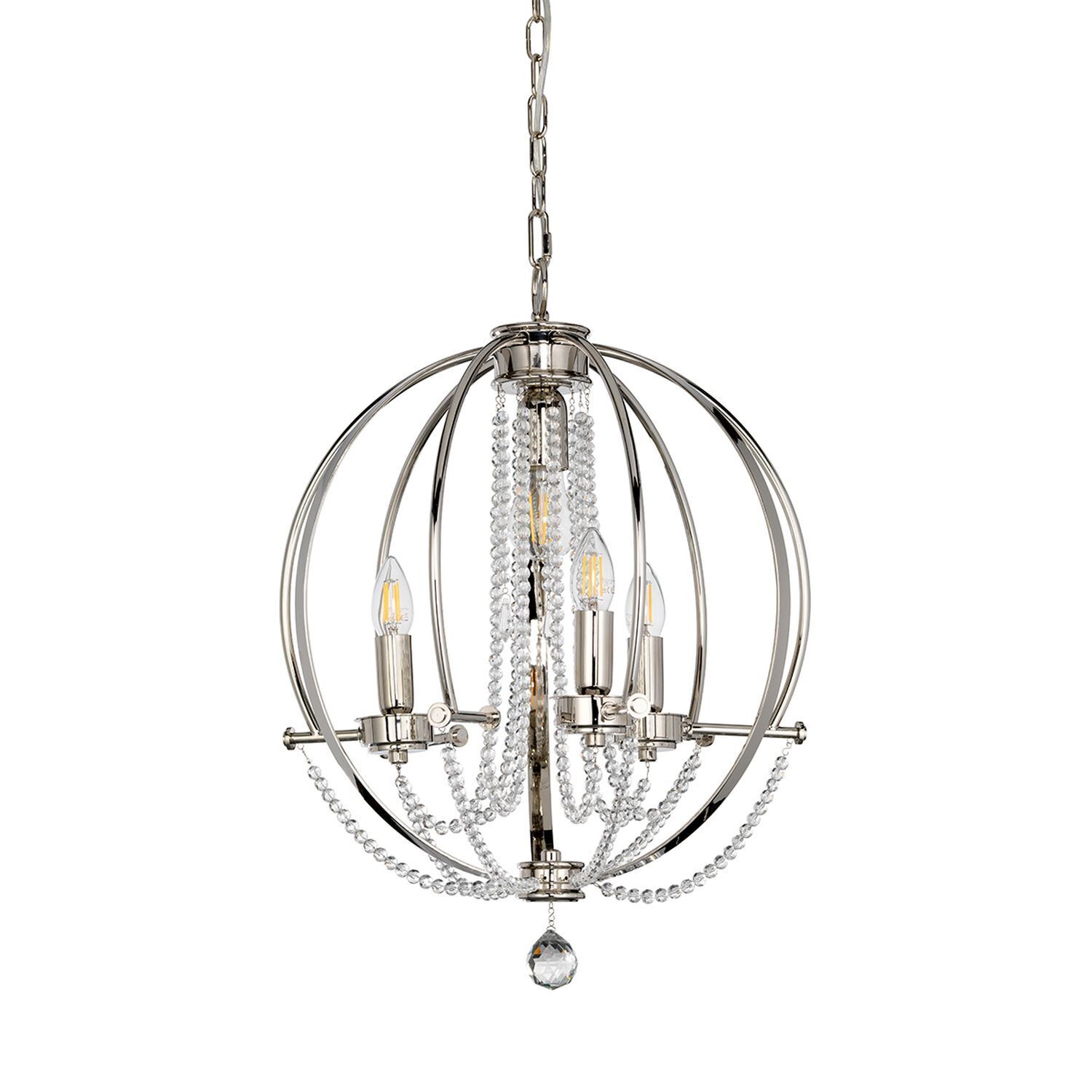 Lampe à suspendre acier Ø46cm en nickel ajustable