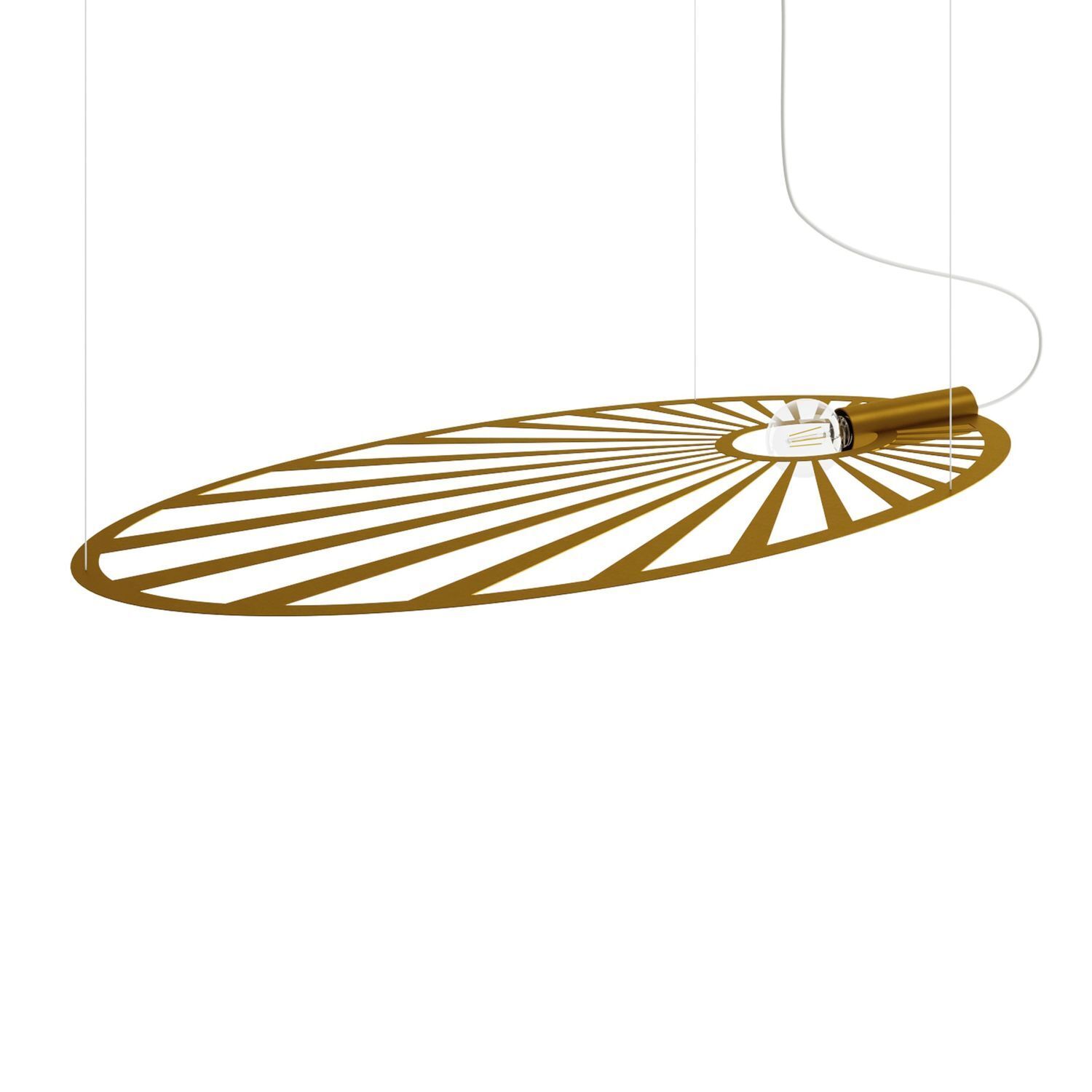 Lampe à suspendre ovale 110 cm de long or E27 métal