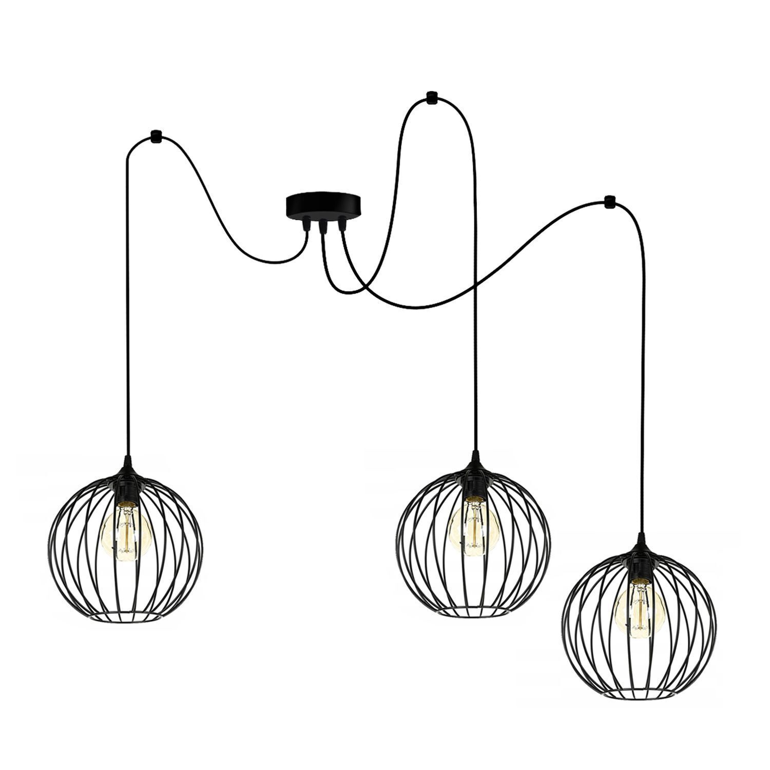 XXL Spider Lampe à suspendre fil métallique 3-flamme L:400 cm Leuchter, Lampe