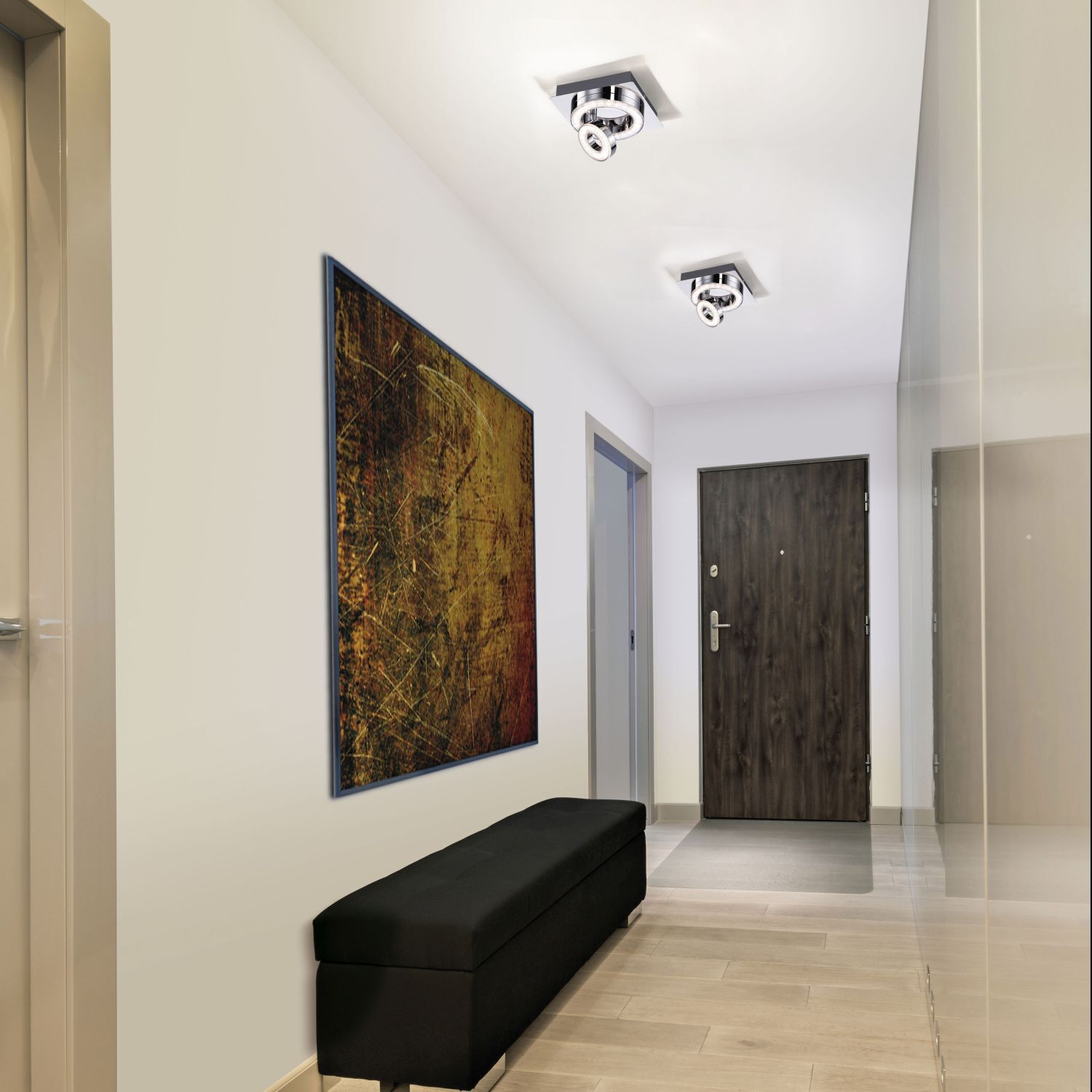 LED Deckenstrahler Metall drehbar 3000 K 600 lm Chrom Drinnen, Innenarchitektur, Kunst, Malerei, Wohnzimmer