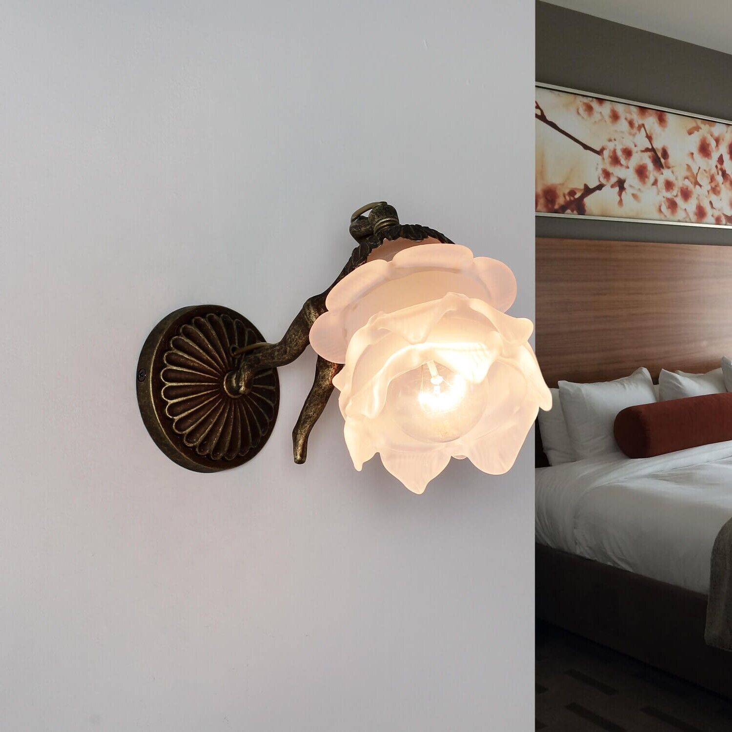 Applique murale en laiton véritable bronze antique Putti Bronze, Leuchte, Drinnen, Innenarchitektur