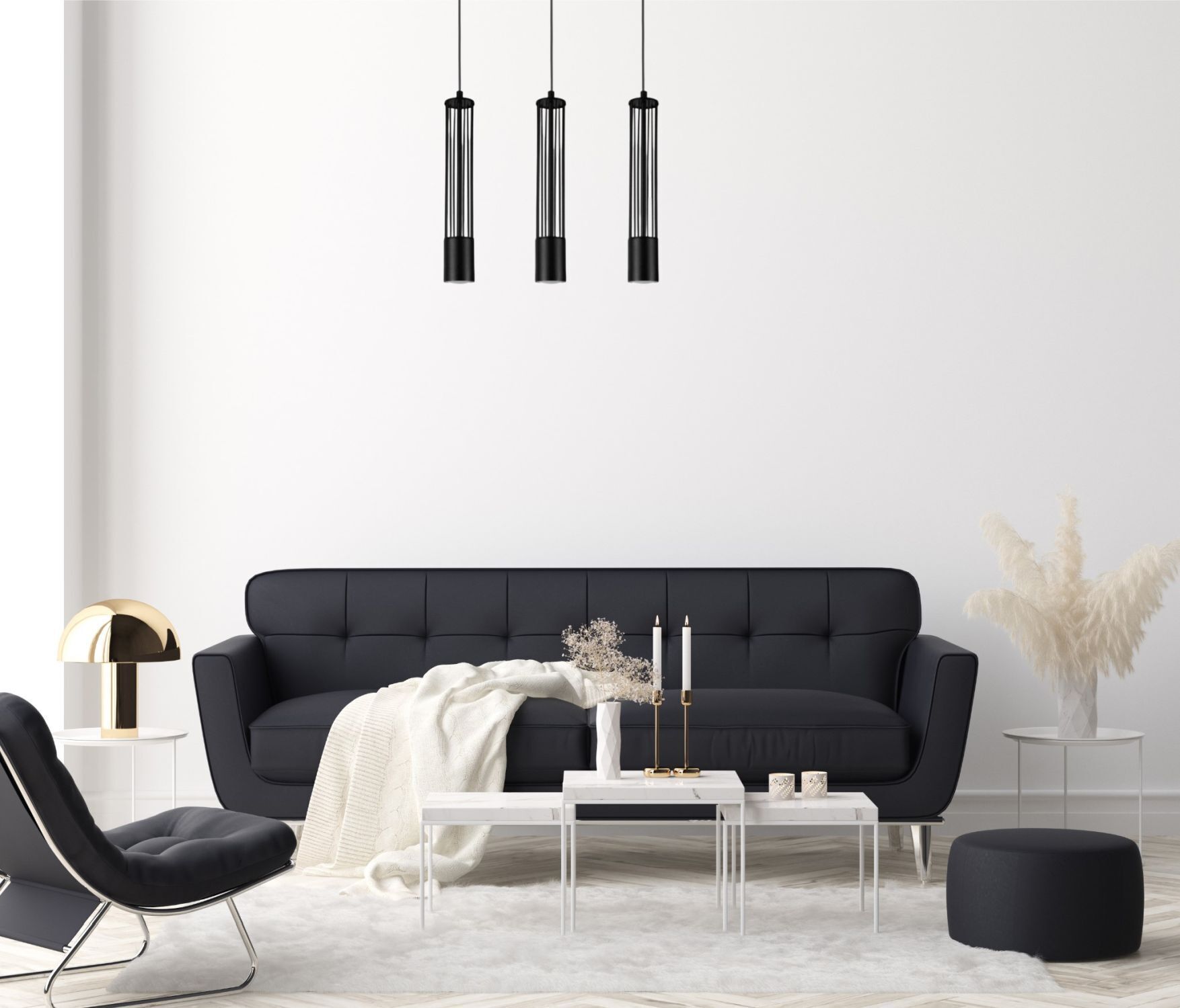 Dekorative Pendelleuchte Metall GU10 55 cm lang Schwarz Moebel, Wohnzimmer, Couch, Dekoration für Zuhause, Kerze
