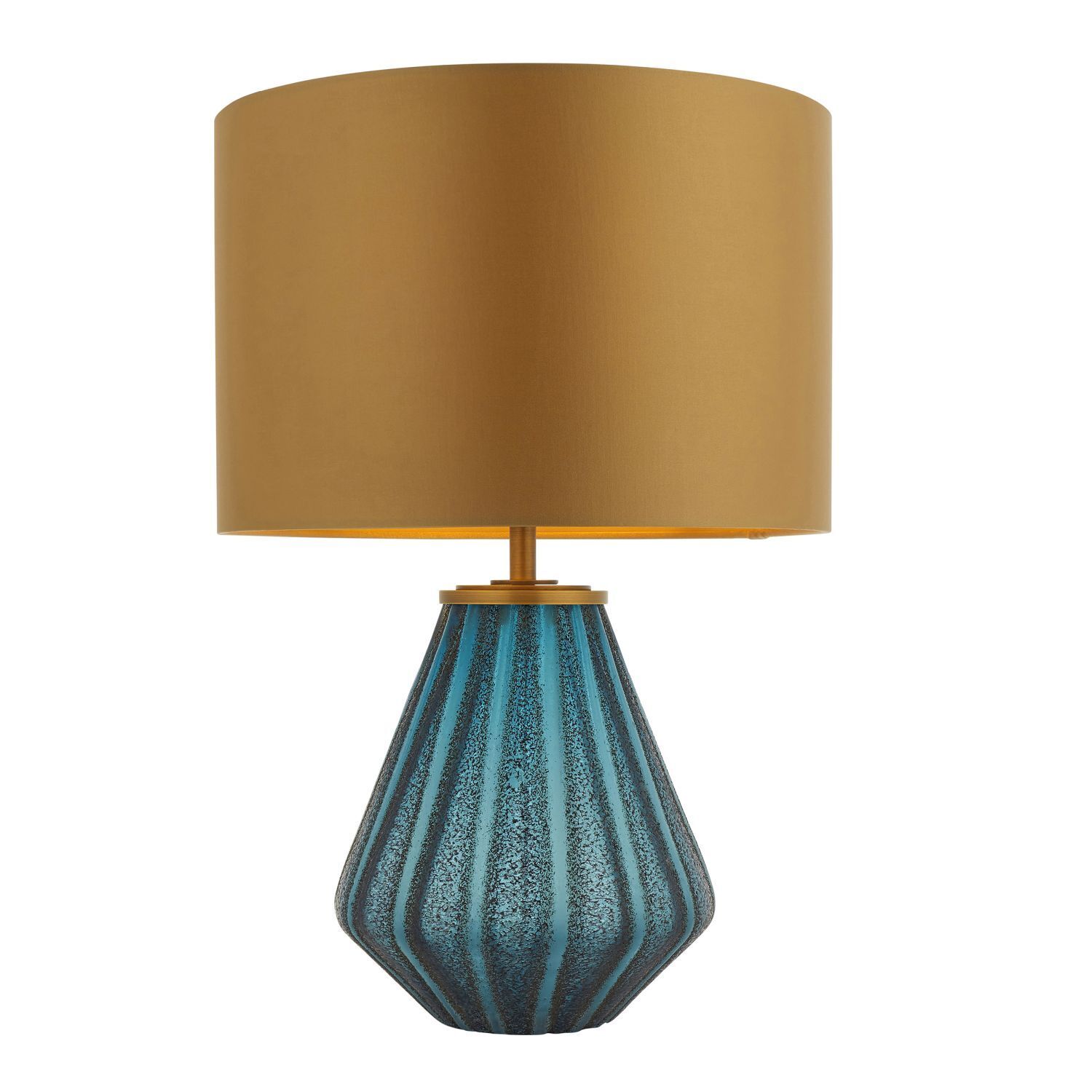 Tischlampe Glas Metall Stoff 53 cm hoch in Türkis Gold Modern