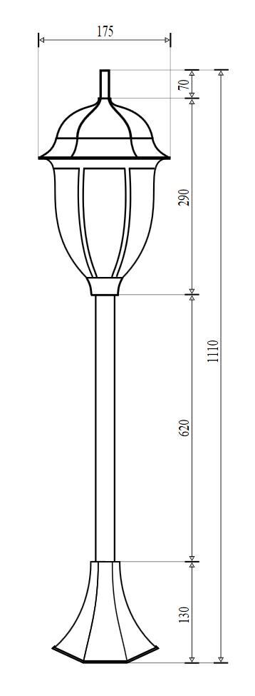 Lampe sur pied rustique jardin E27 or antique verre