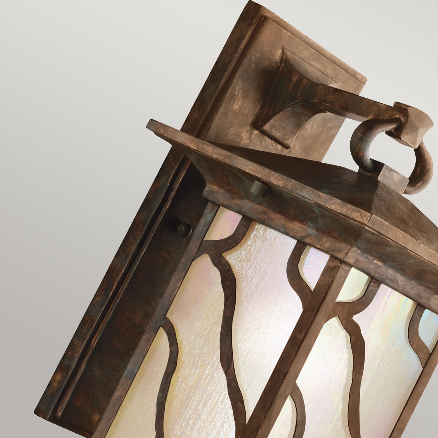 Wandlampe außen Vintage H: 38,6 cm IP44 E27 in Kupfer antik laterne, rustikal, metall, glas, hängend