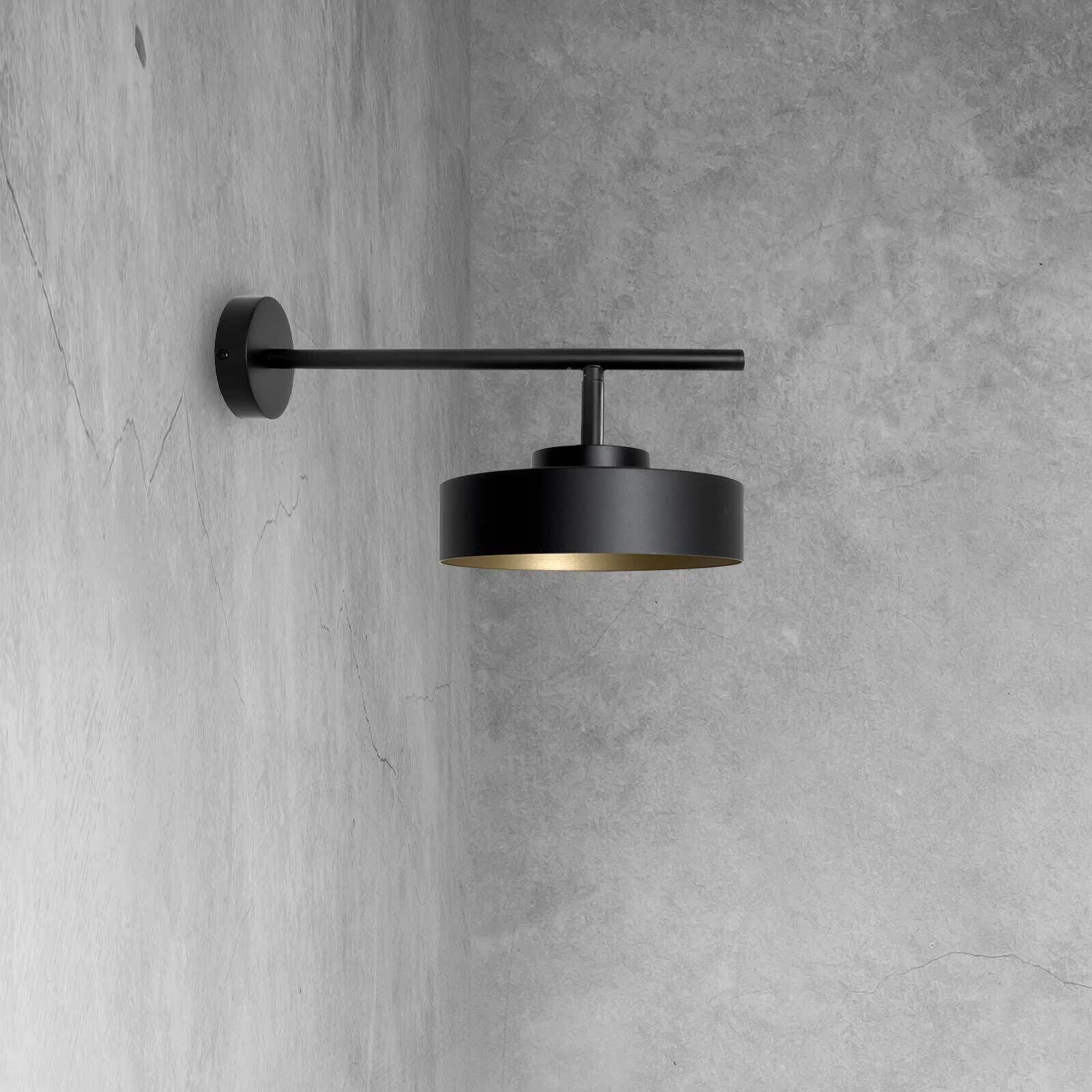 Wandlampe innen Schwarz Gold H: 19,5 cm Messing Eisen E27 Lampe