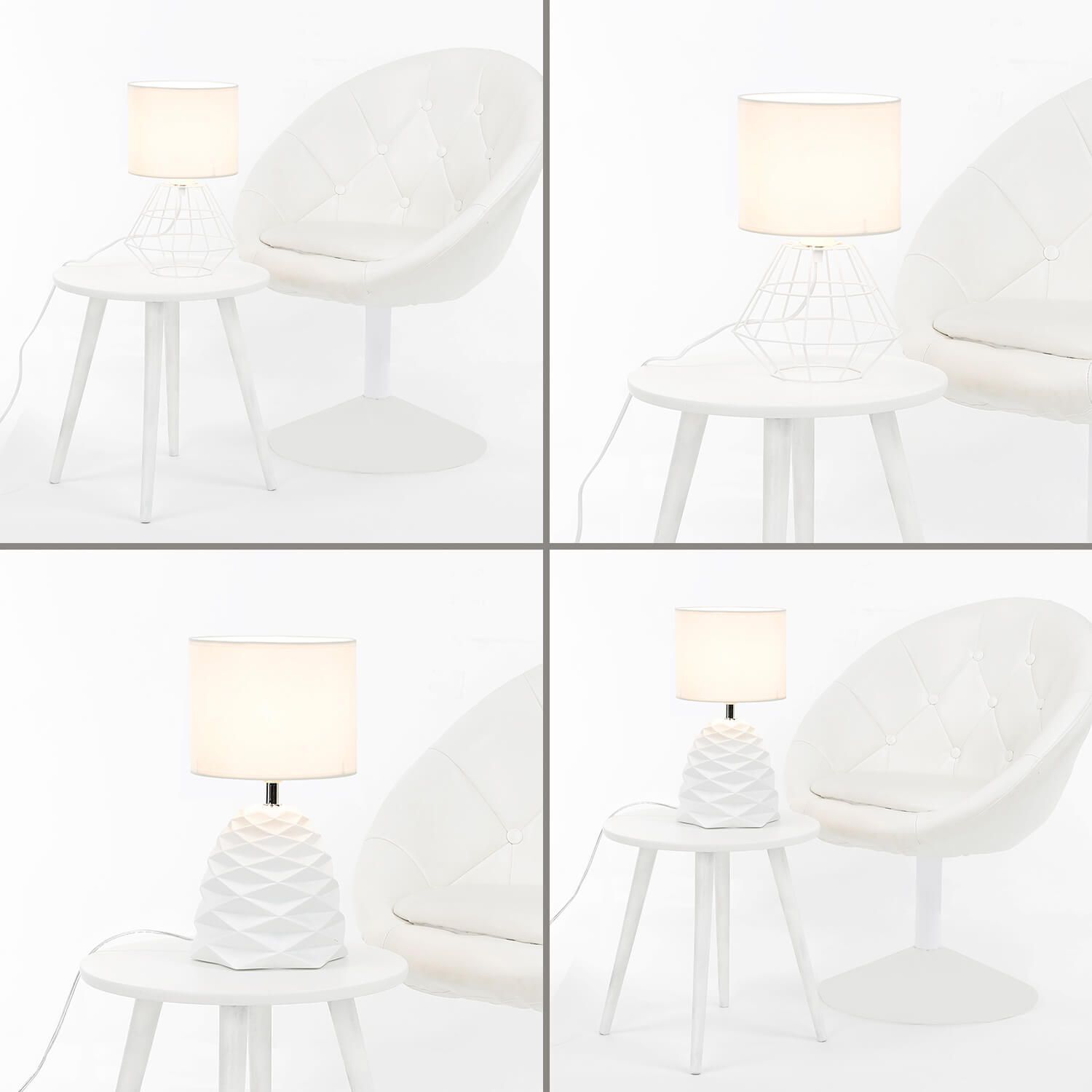 Stoff Lampenschirm Weiß für Tischlampe Ø20cm BAHATI Lampe, Tischlampe, Mobiliar