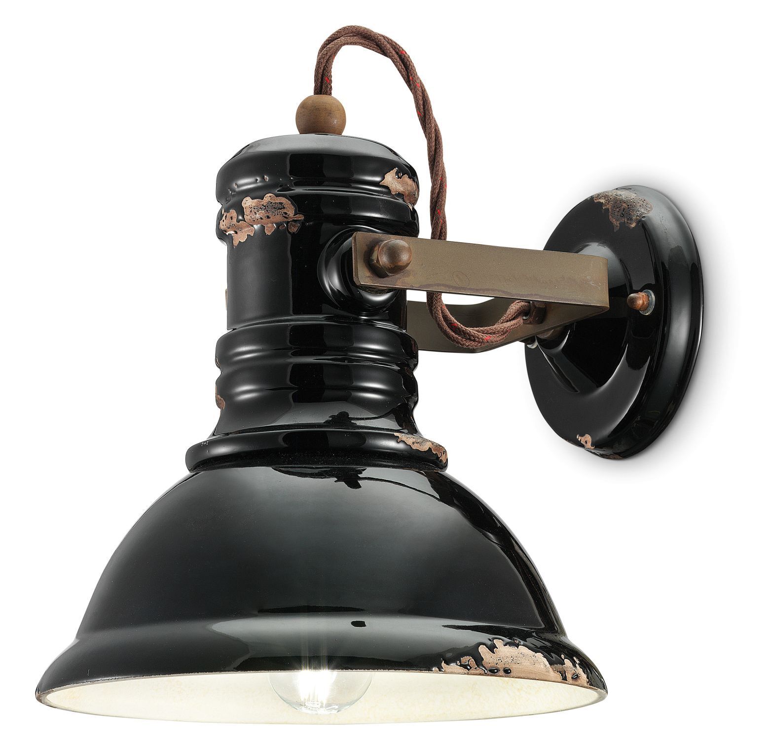 Applique noire shabby L : 25 cm céramique E27 orientable
