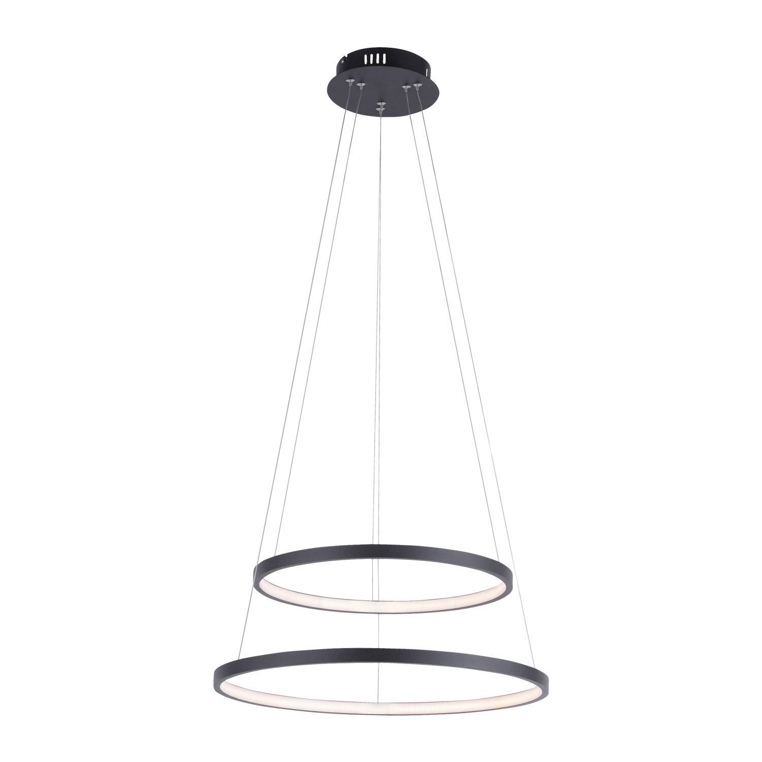 LED Pendelleuchte Ringe Anthrazit Metall Ø50 cm 3000 K Leuchter, Lampe