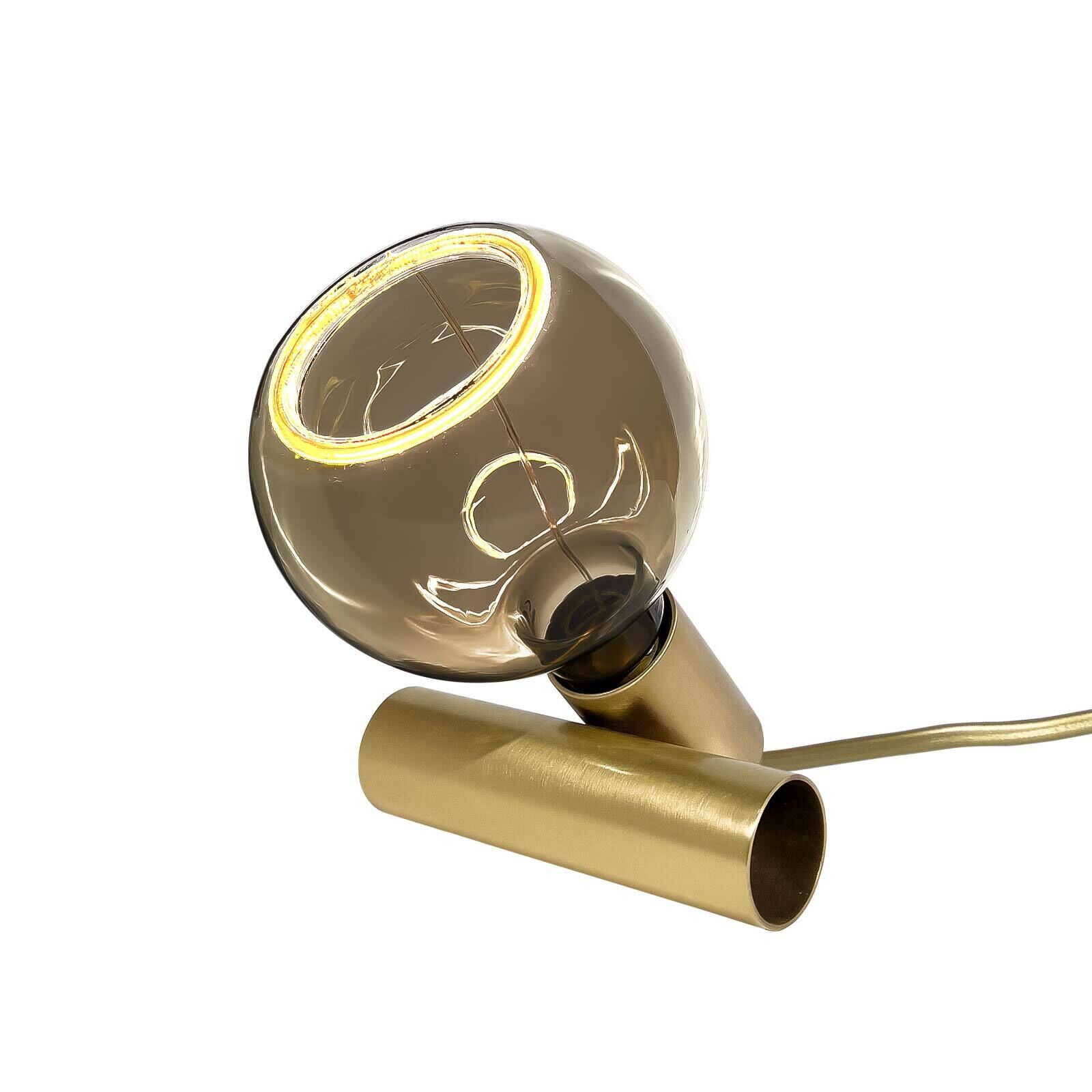 Tischleuchte klein H: 8 cm Echt-Messing E27 in Bronze hell Licht, Beleuchtung, Rauchrohr