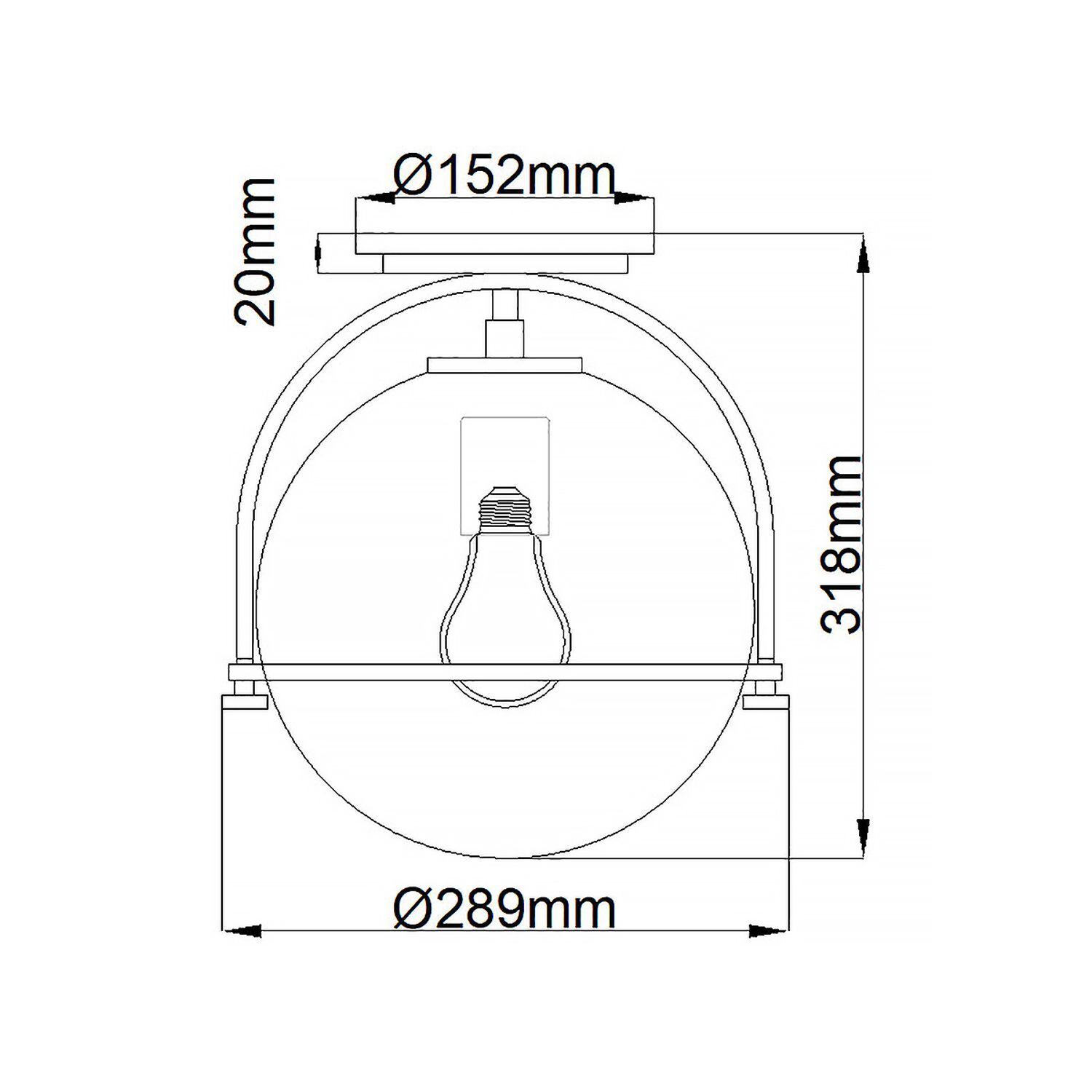 Deckenlampe Metall Glas D: 28,2 cm rund E27 SAGAR lampe, deckenleuchte, glasdom, glühbirne, abmessungen