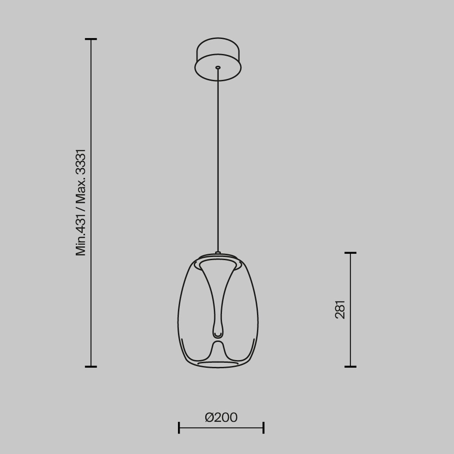 Lampe LED à suspendre verre fumé aluminium blanc chaud 3000 K ronde Diagramm, Handlung