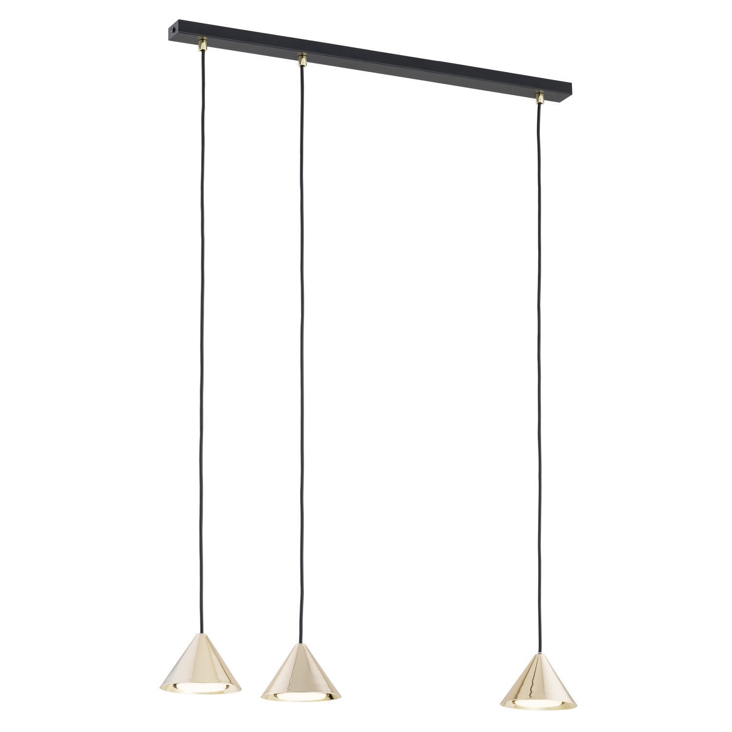 Hängelampe Metall B: 70 cm in Schwarz Gold GX53 3-flammig