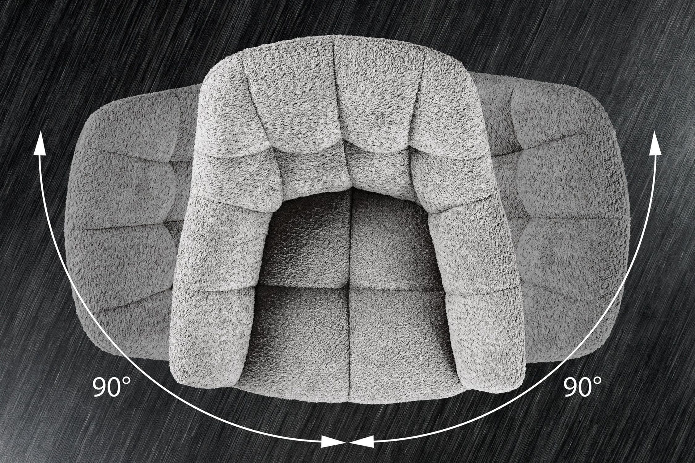 Bürostuhl ohne Rollen Grau Schwarz Bouclé Metall Retro Kissen, Dekoration für Zuhause